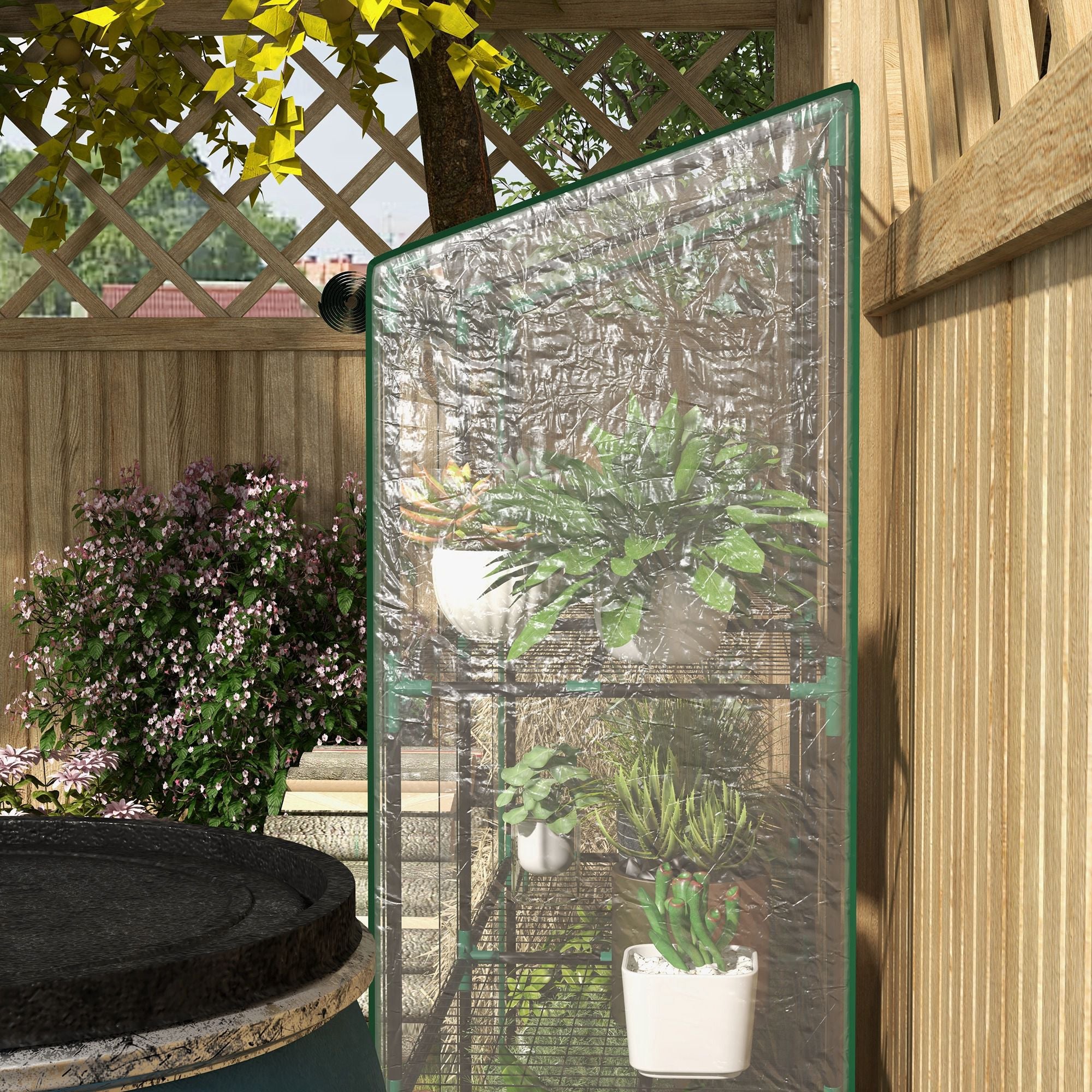 Outsunny 46 x 143cm Mini Lean-To Greenhouse, with Three Inner Shelves - North Peak Garden Furniture