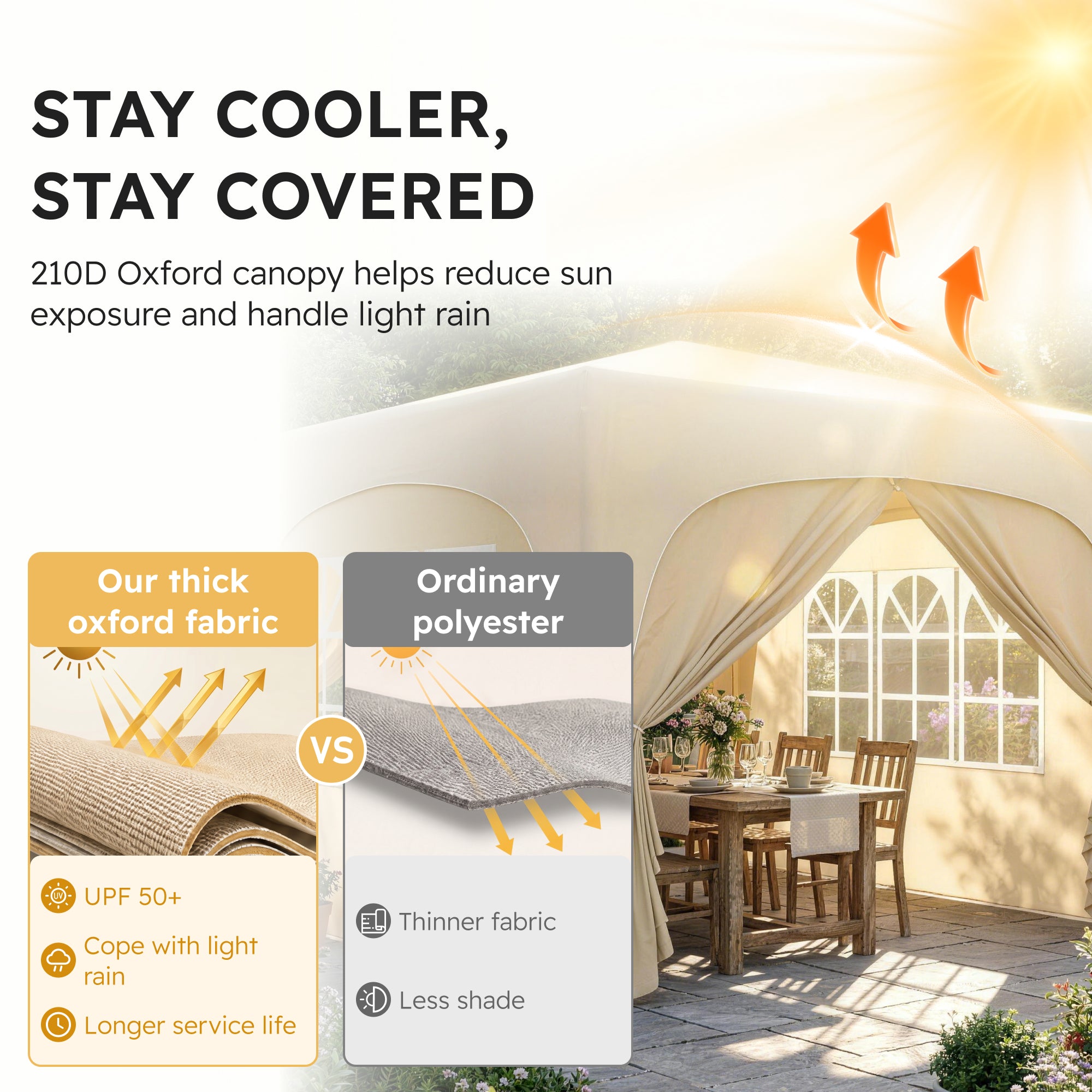 Outsunny 3 x 3m Pop-Up Gazebo Shelter, with Accessories - Sand
