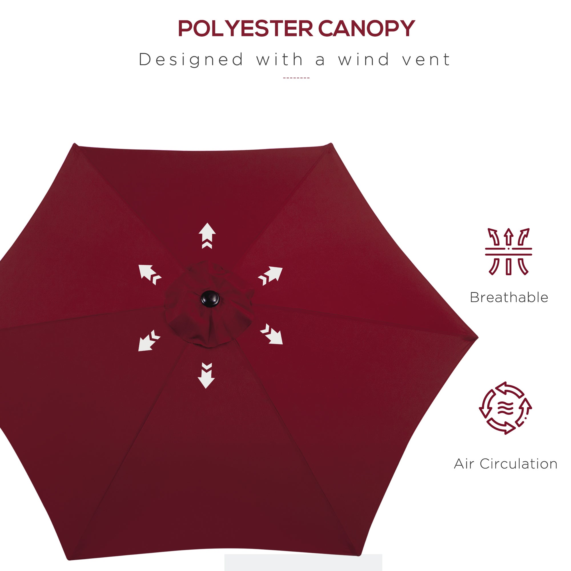 Outsunny Tilting Garden Parasol: Crank-Operated Sun Shade with Aluminium Frame, Wine Red, 2.7M