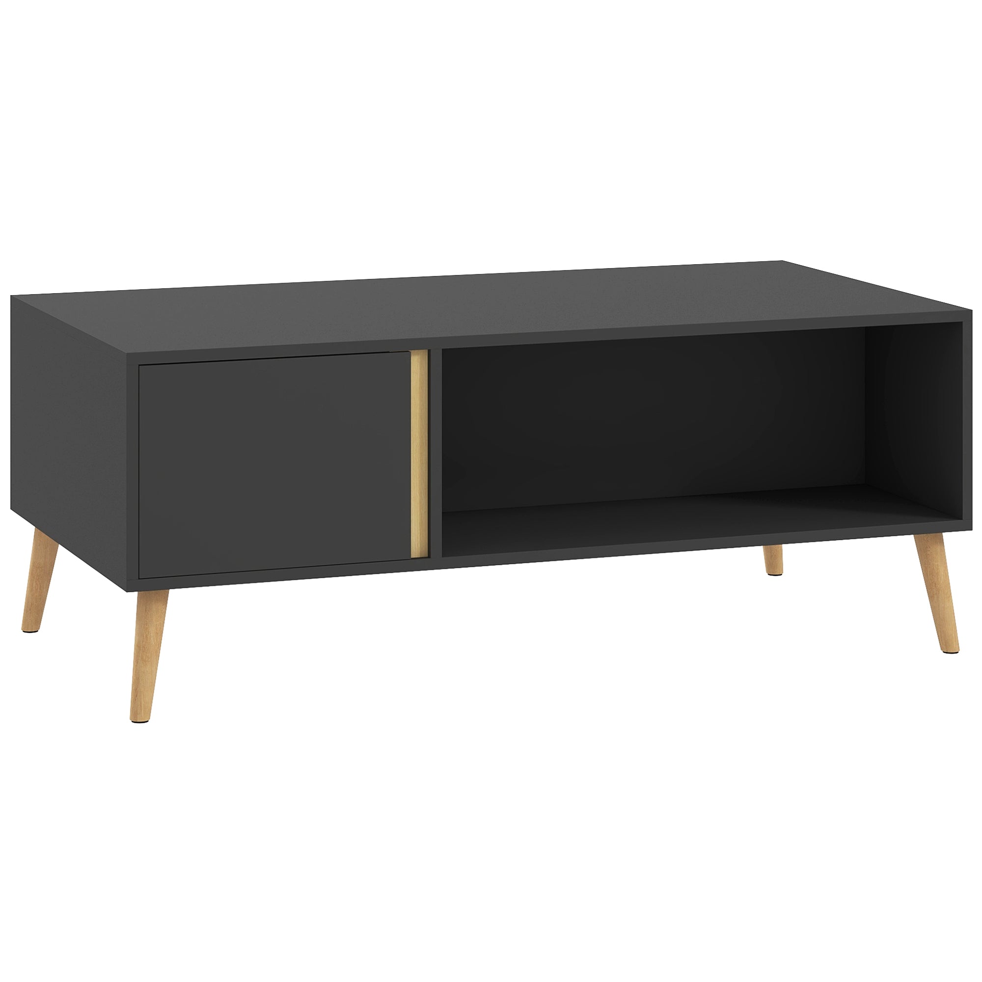 HOMCOM Coffee Table for Living Room, Modern Centre Table with Storage Compartments and Cabinets, Rectangular Side Table, 115x 58x 45cm, Grey - North Peak Garden Furniture
