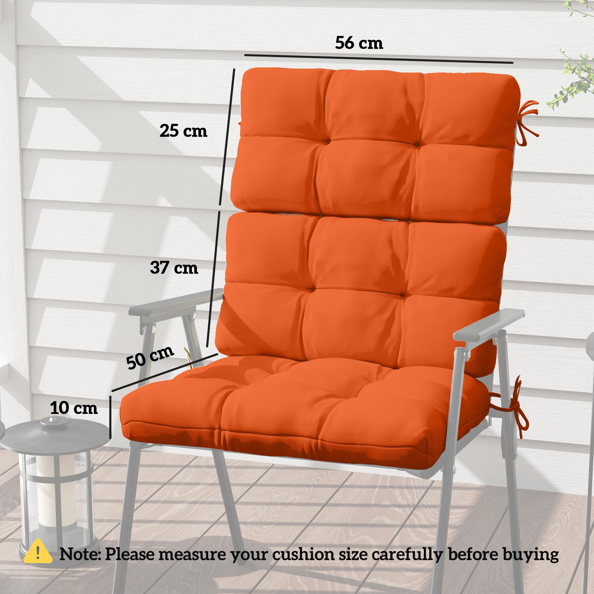 Outsunny Set of Two Padded Outdoor Seat Cushions - Orange - North Peak Garden Furniture