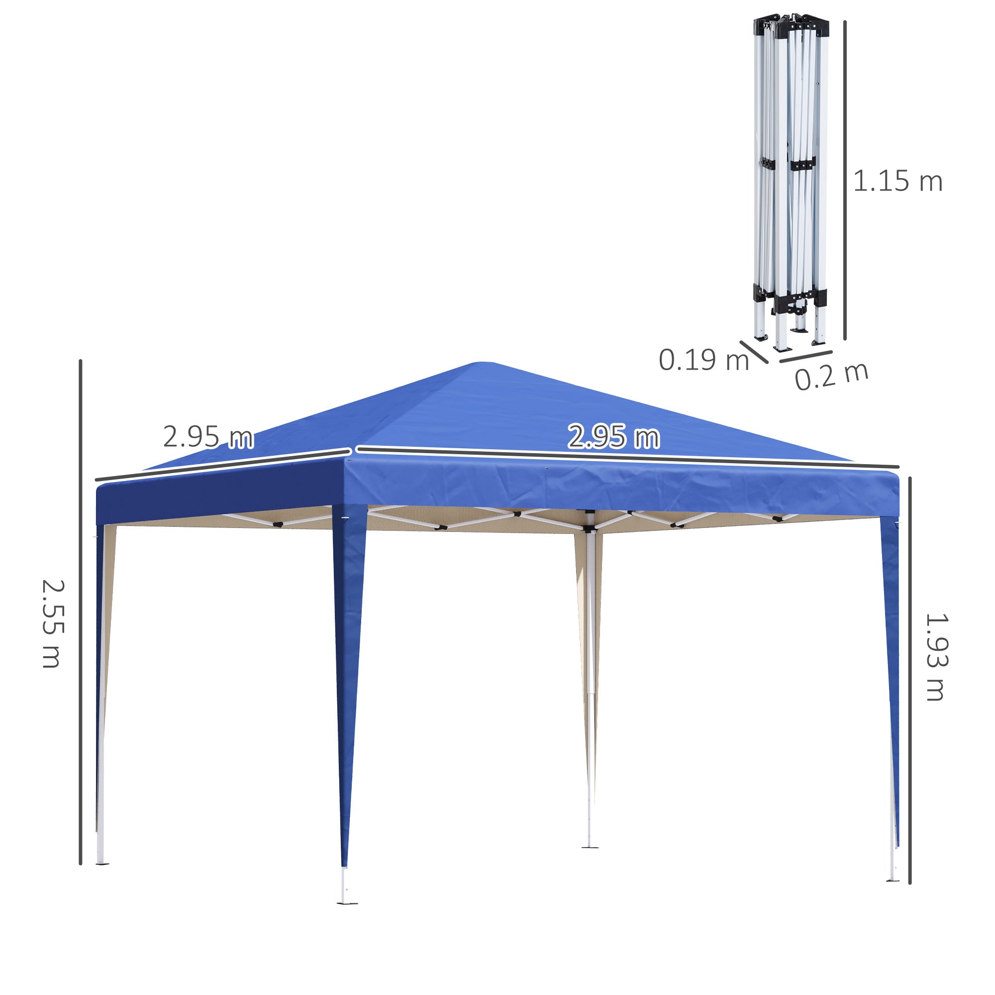 Outsunny 3 x 3M Garden Pop Up Gazebo Height Adjustable Marquee Party Tent Wedding Canopy with Carrying Bag, Blue