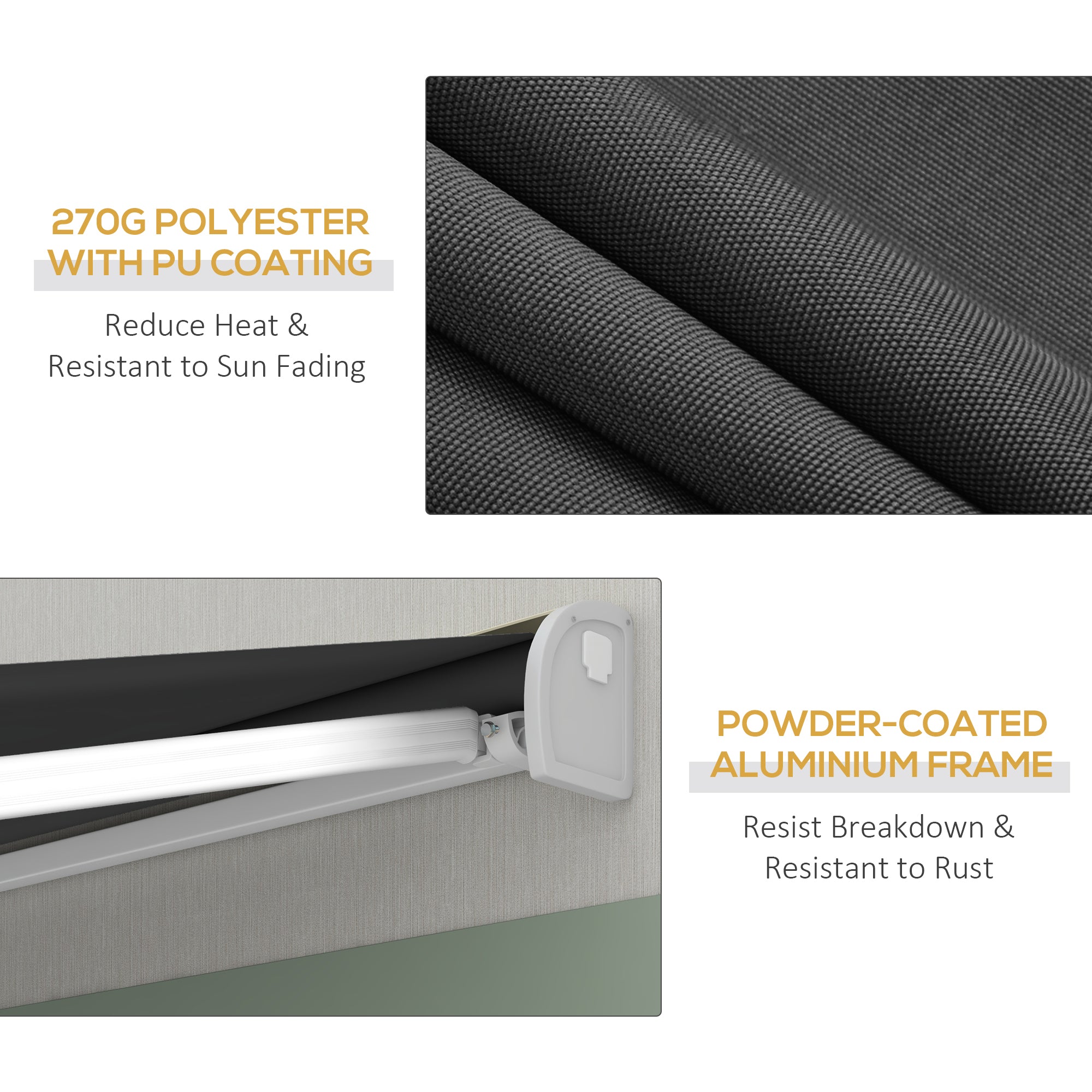 Outsunny 4 x 3(m) Electric Retractable Awning with Remote Controller, Aluminium Frame Sun Canopies for Patio Door Window - North Peak Garden Furniture