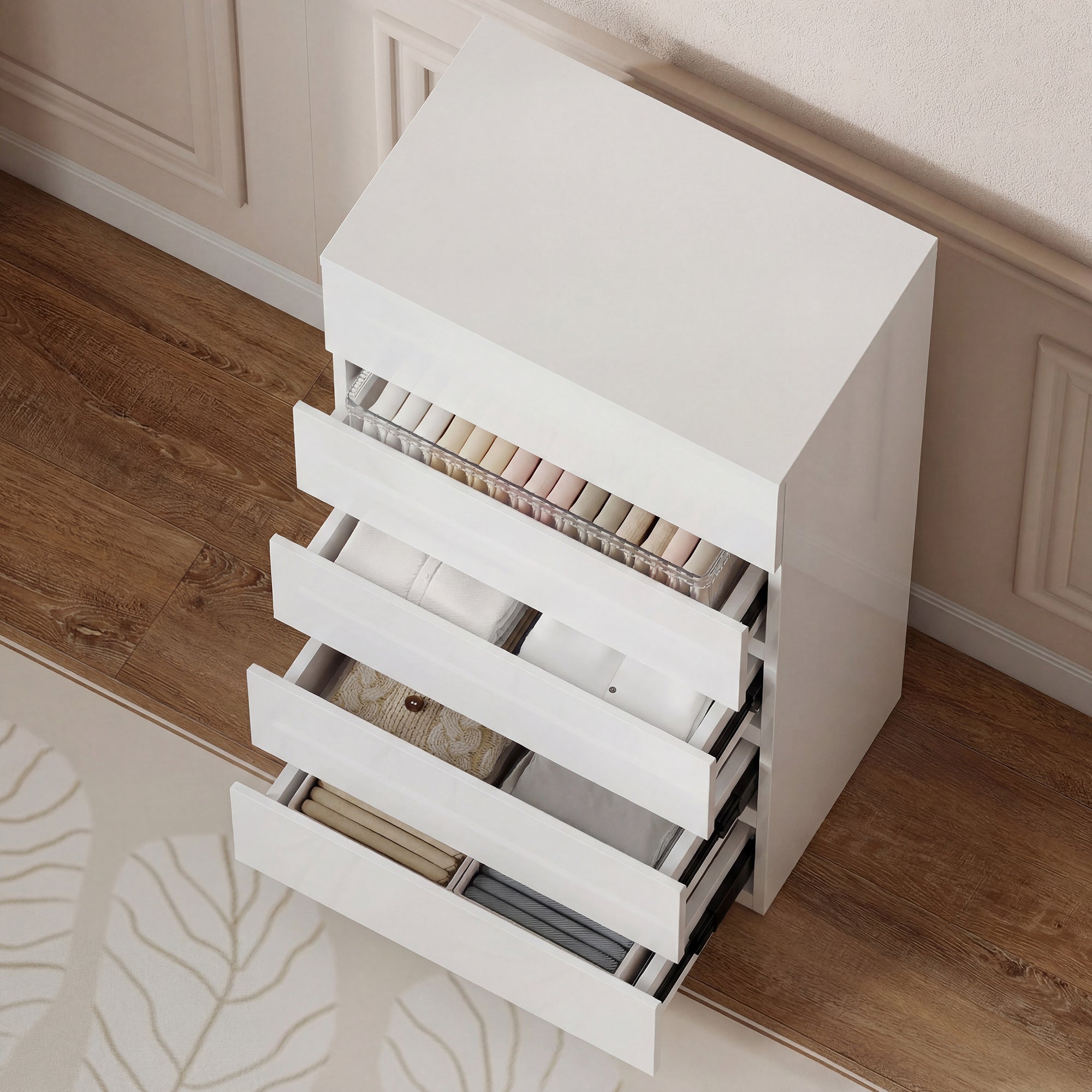 HOMCOM Chest of Drawers, 5-Drawer Storage Cabinets, Modern Dresser, Storage Drawer Unit for Bedroom