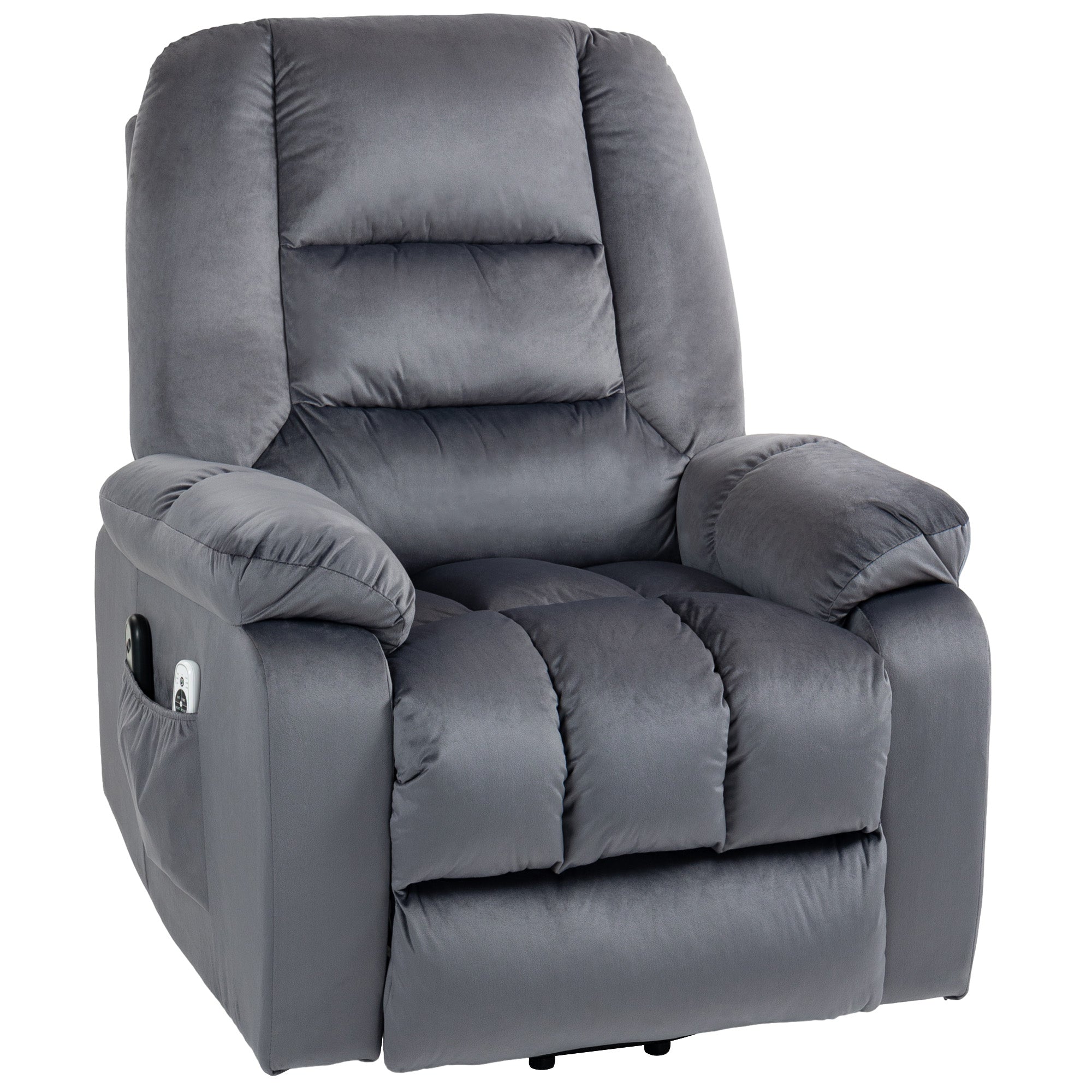 HOMCOM Leathaire Eight Massage Point Armchair, with Heat and Reclining Back - Grey