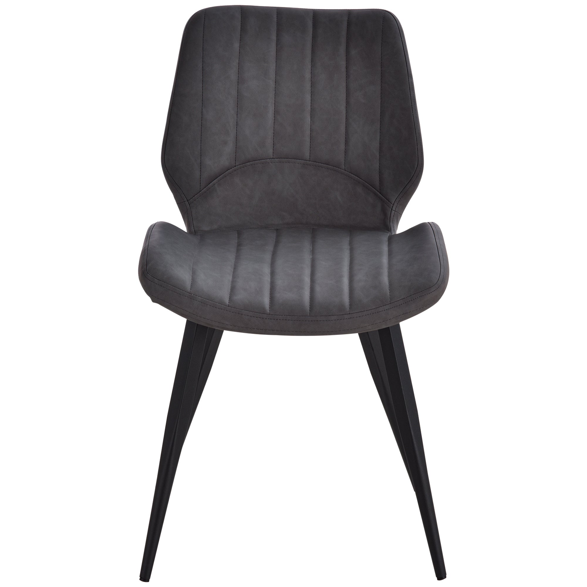 HOMCOM Dining Chairs Set of 2, PU Leather Upholstered Kitchen Chairs with Backs, Moulded Padded Seats and Steel Frame for Dining Room, Grey - North Peak Garden Furniture