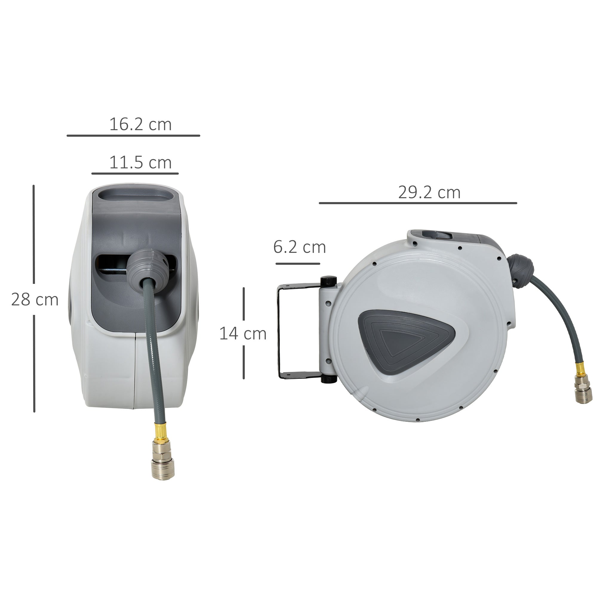 DURHAND Retractable Air Hose Reel 10m+ 90cm Hose Diameter 3/ 8" 9.5mm, Hose Connector 1/ 4" BSP, Wall Mount Auto Rewind Hose- Reel