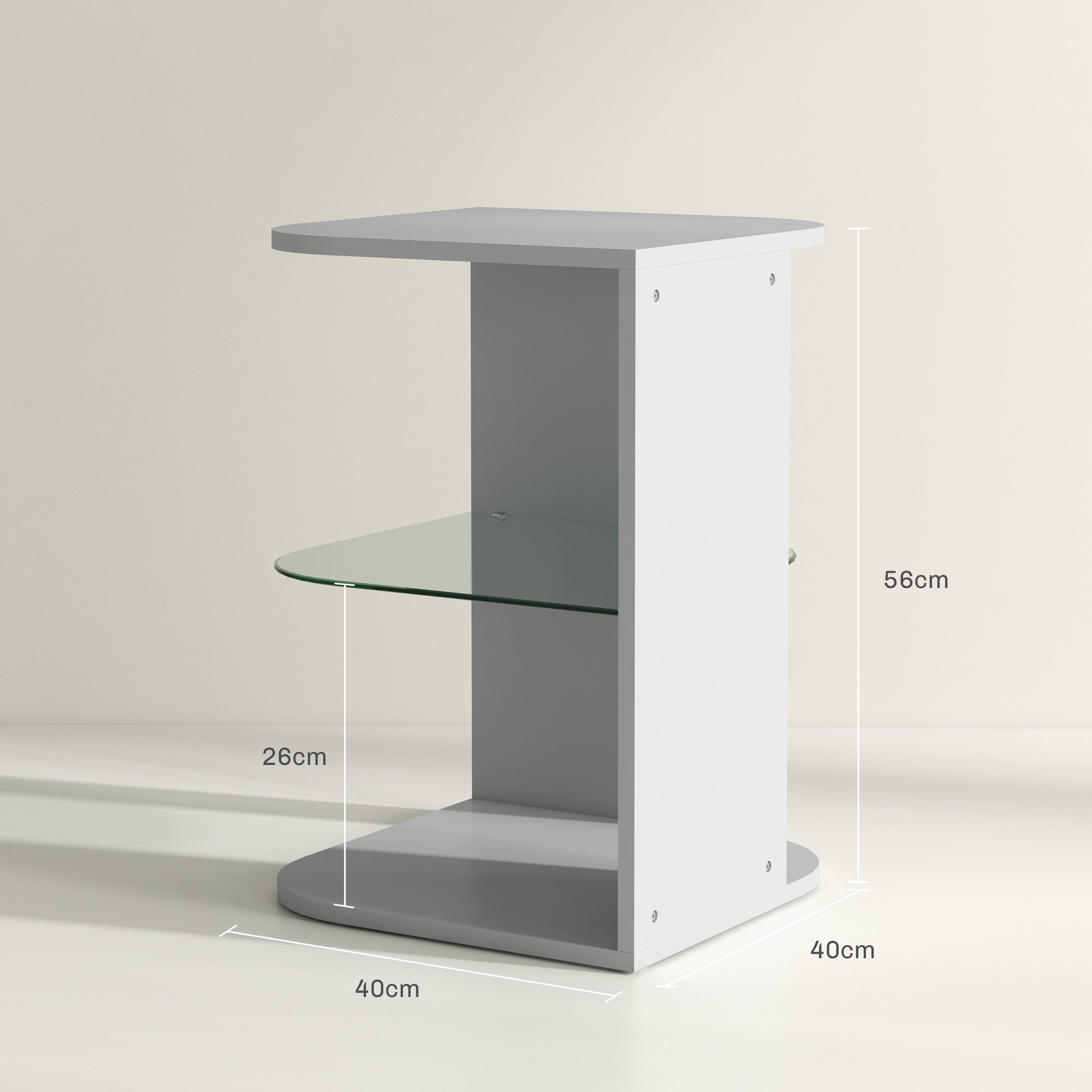 HOMCOM Modern Side Table Set of 2, Three Layer Bedside Table Nightstand with 2 Storage Shelves, for Living room, Bedroom, Grey - North Peak Garden Furniture