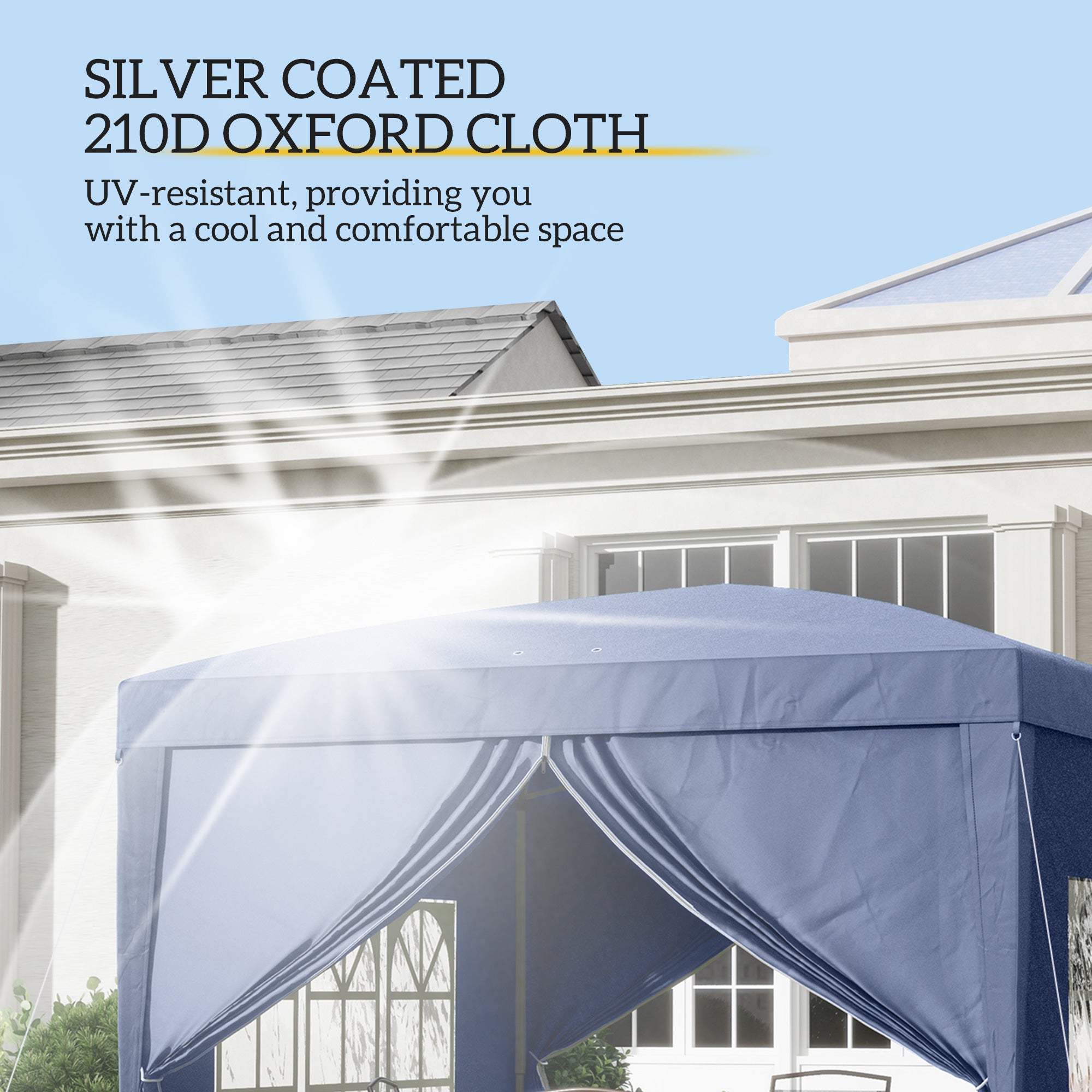 Outsunny 3 x 3(m) Pop Up Gazebo, Water and UV Resistant Party Tent Camping Canopy Marquee with Carry Bag, Blue - North Peak Garden Furniture