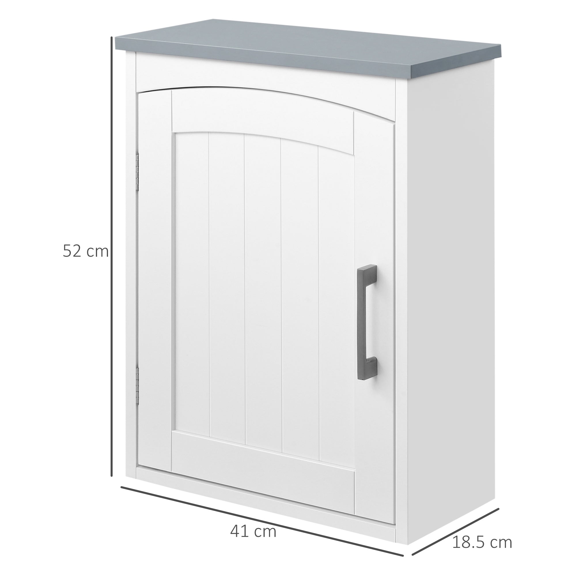 kleankin Bathroom Cabinet Wall Mounted, Modern Bathroom Wall Cabinet with Arched Door and Adjustable Shelf, Bathroom Storage Cabinet, Light Grey and White - North Peak Garden Furniture