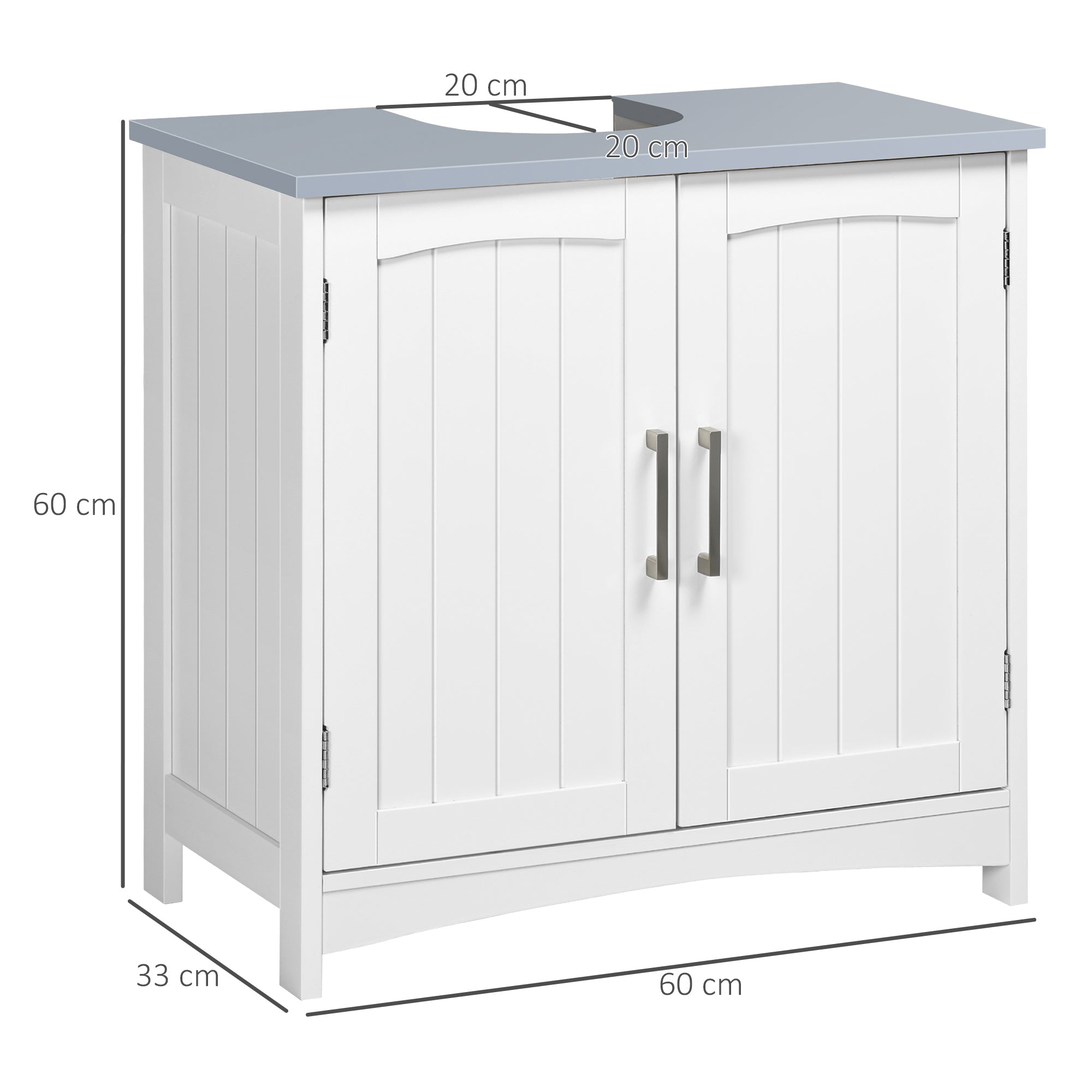 kleankin Pedestal Under Sink Cabinet with Double Doors, Modern Bathroom Vanity Unit, Storage Cupboard with Adjustable Shelves, White - North Peak Garden Furniture