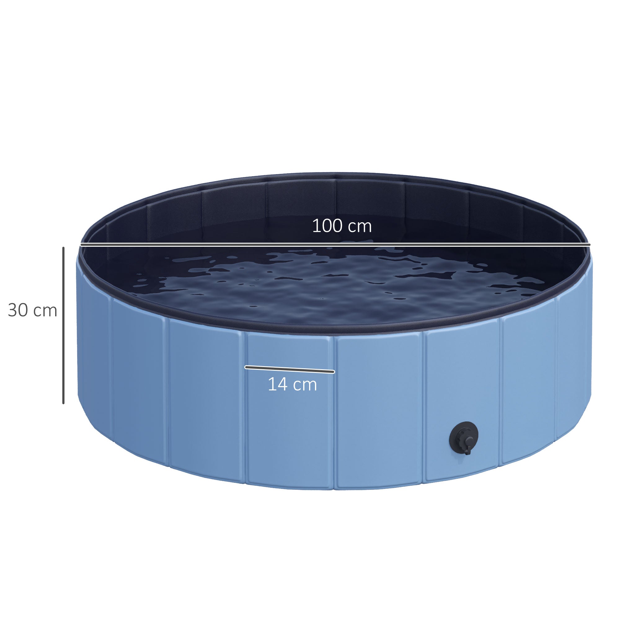 PawHut Foldable Dog Paddling Pool Pet Cat Swimming Pool Indoor/Outdoor Collapsible Summer Bathing Tub Shower Tub Puppy Washer (Φ100 x 30H cm, Blue) - North Peak Garden Furniture