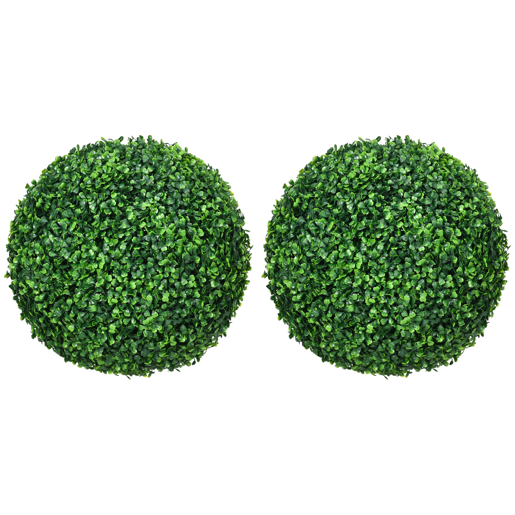 HOMCOM Set of Two Artificial Boxwood Balls Plants - Green - North Peak Garden Furniture