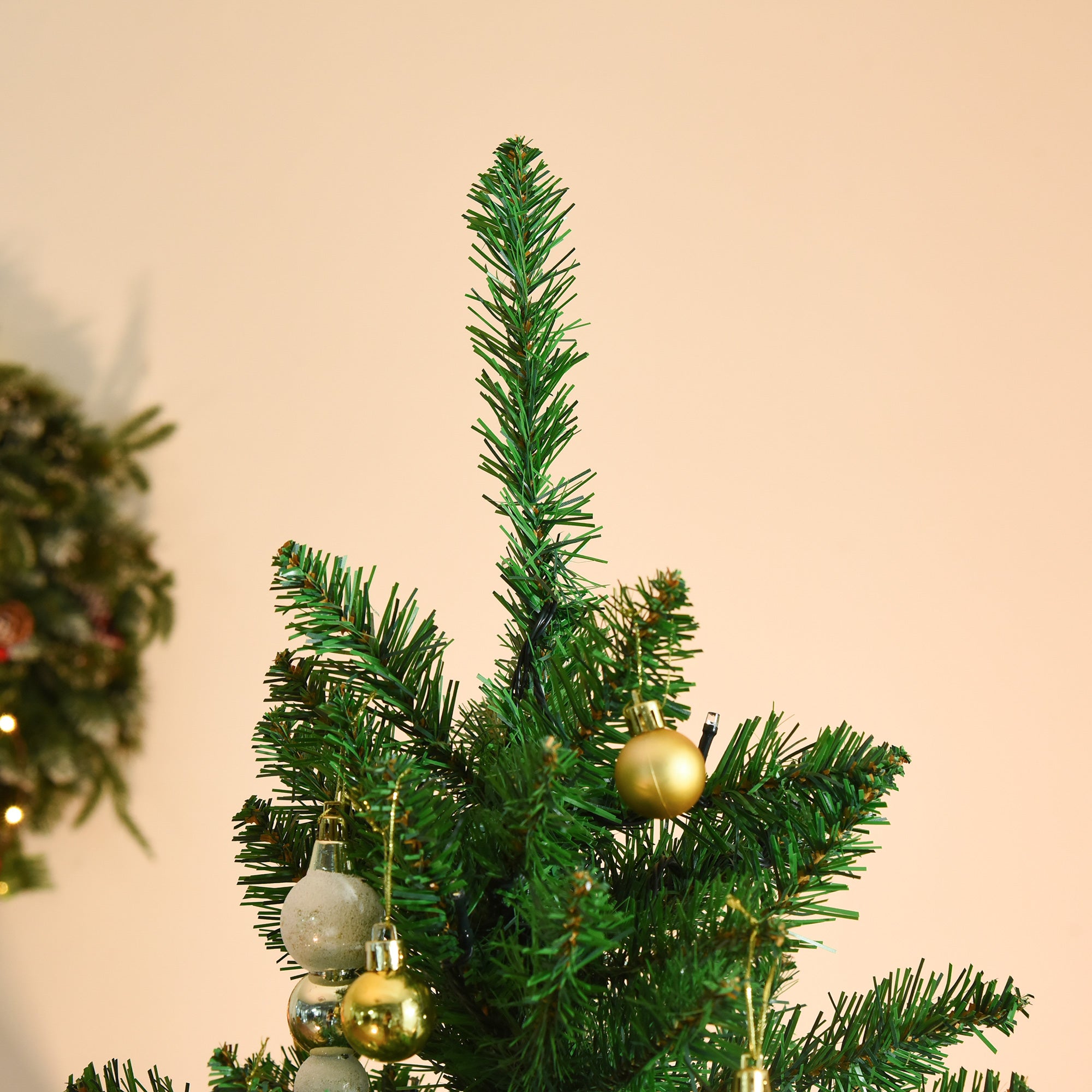 HOMCOM 5FT Christmas Tree Warm White LED Light Holiday Home Decoration, Green - North Peak Garden Furniture