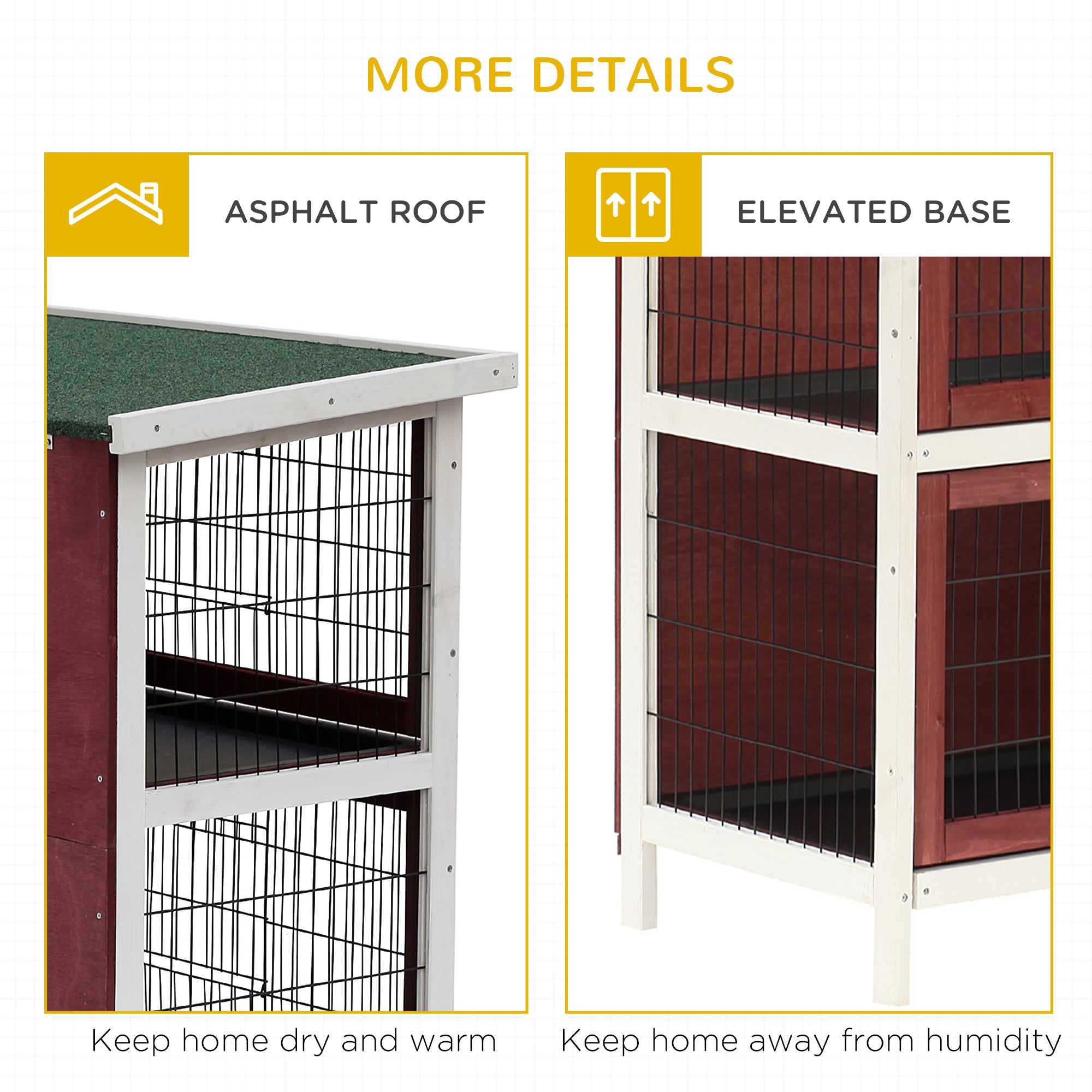 PawHut Rabbit Hutch Outdoor 2-Tier Guinea Pig Cage Bunny House Cage with No-Leak Trays for Indoor and Outdoor 136 x 50 x 93cm - North Peak Garden Furniture