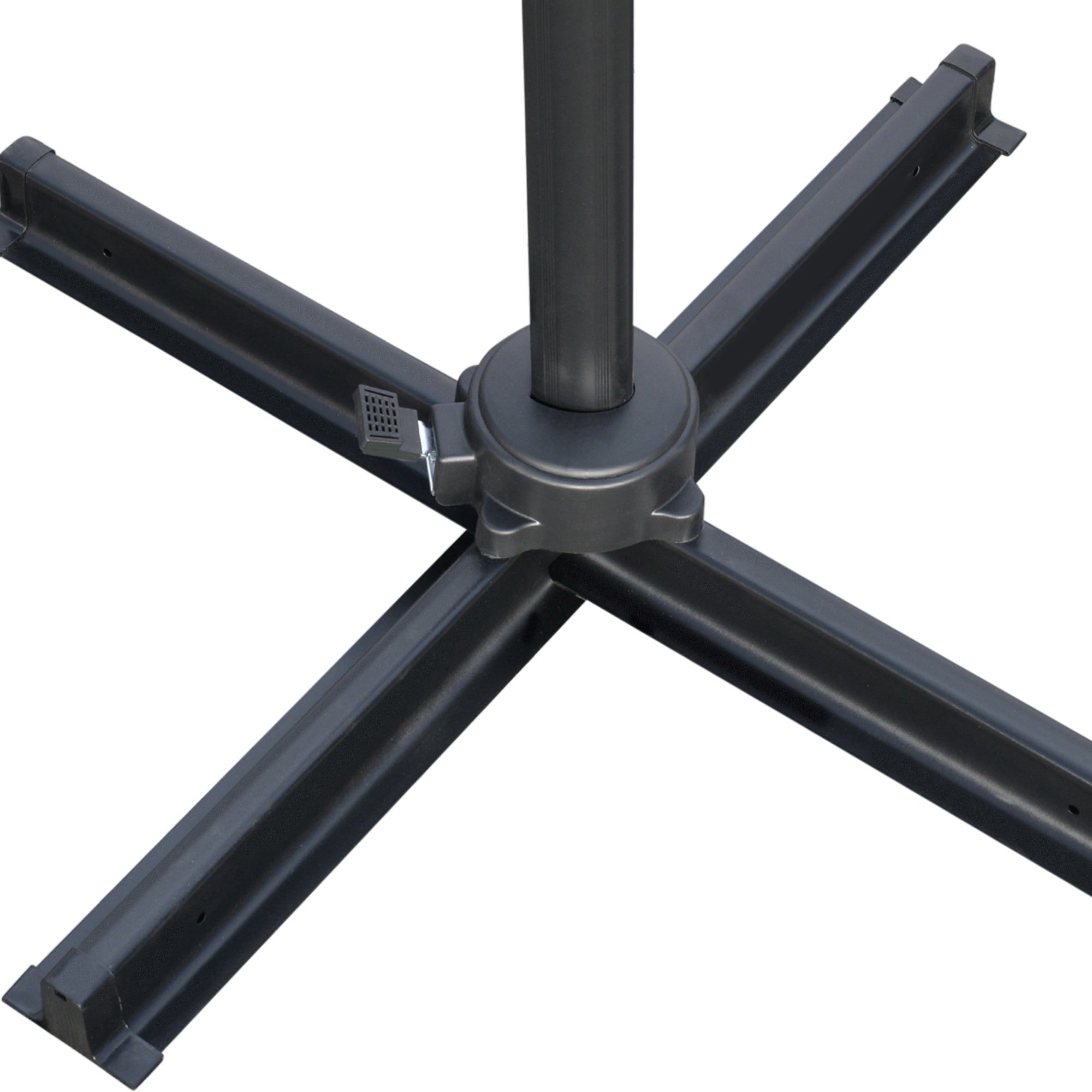 Outsunny 2.7 x 2.7 m Cantilever Parasol, Square Overhanging Umbrella with Cross Base, Crank Handle, Tilt, 360° Rotation and Aluminium Frame, Grey - North Peak Garden Furniture