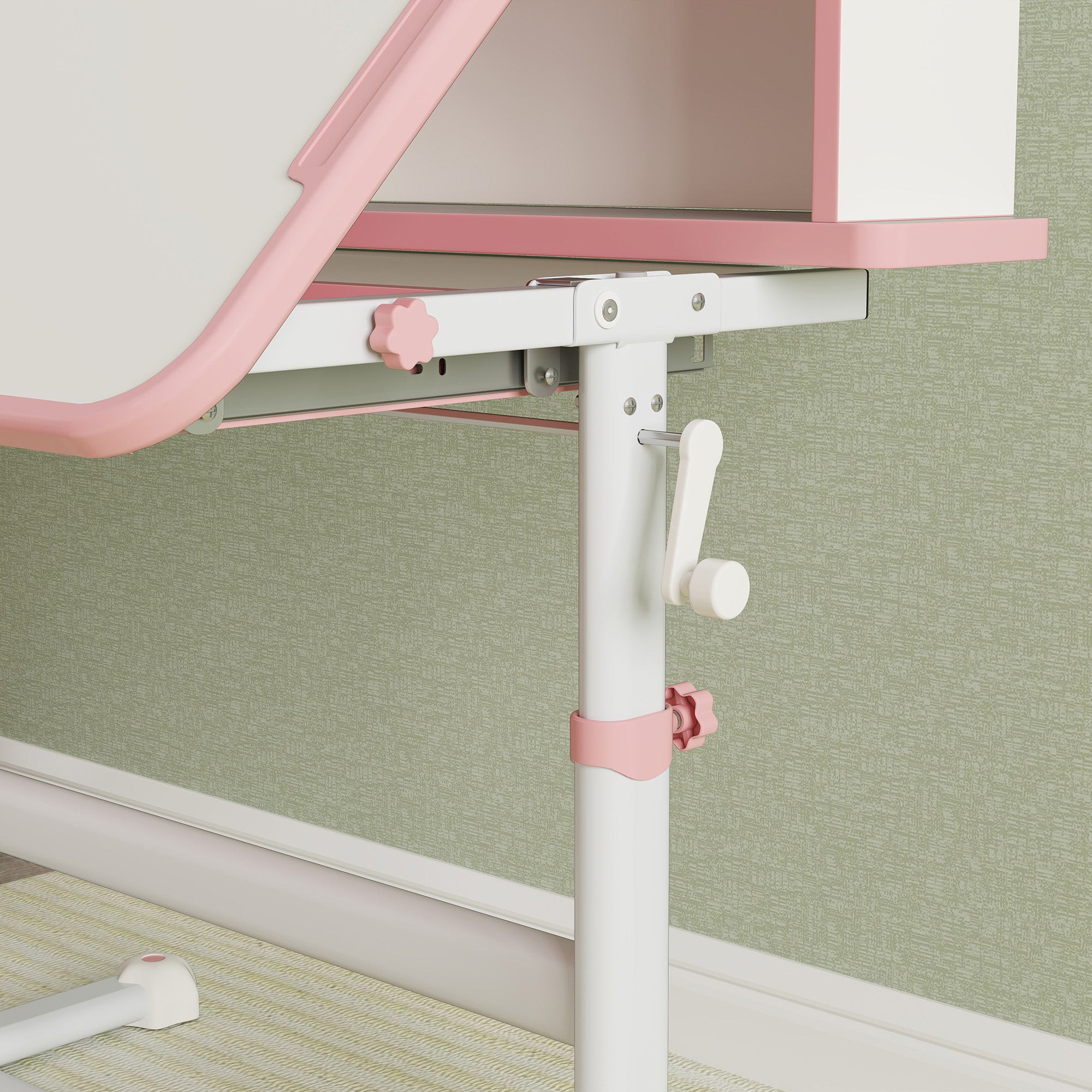 AIYAPLAY Height Adjustable Kids Desk and Chair Set, Children School Study Desk with Tiltable Desktop, Reading Rack, Pink - North Peak Garden Furniture