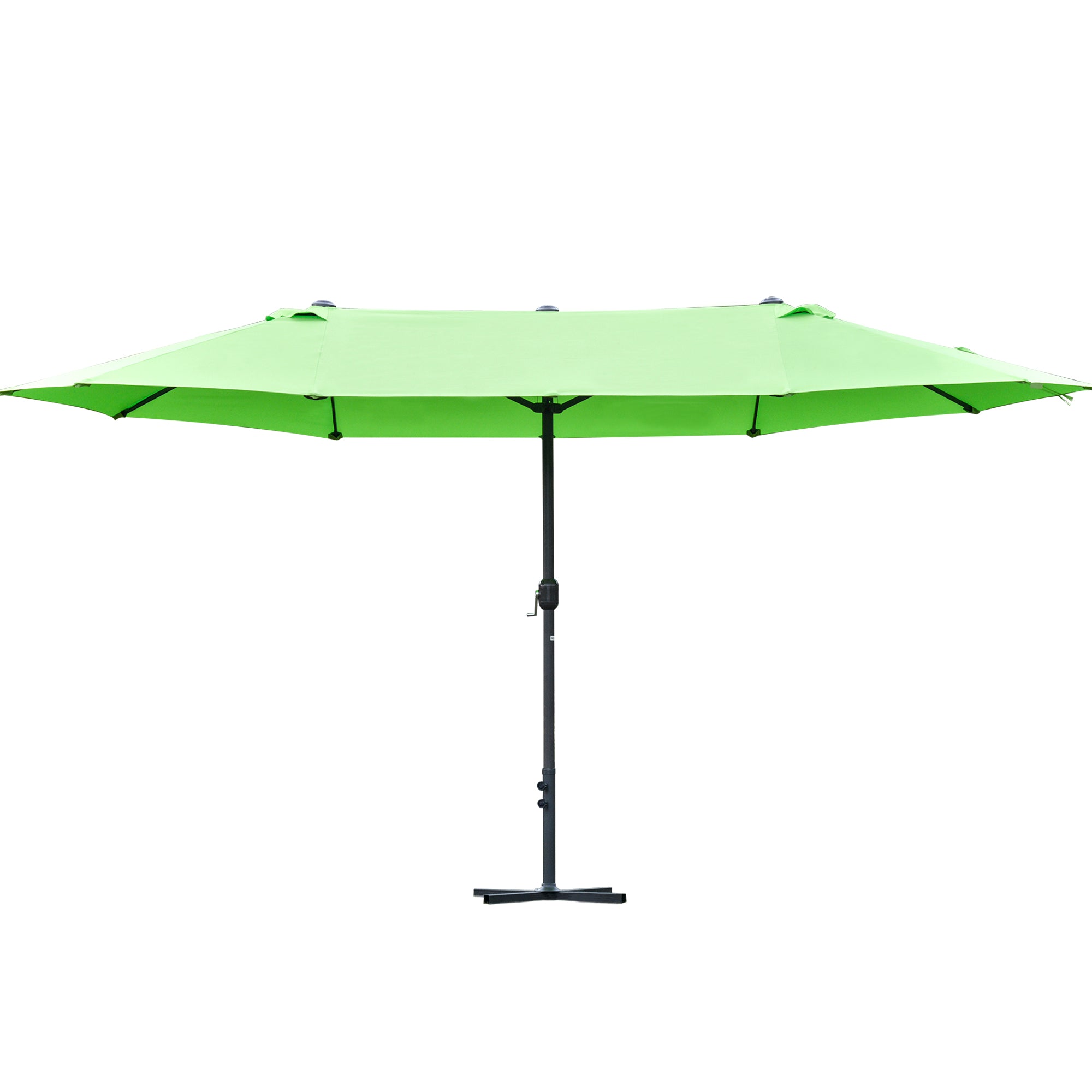 Outsunny 4.6M Sun Umbrella Canopy Double-sided Crank Sun Shade w/ Cross Base Green - North Peak Garden Furniture