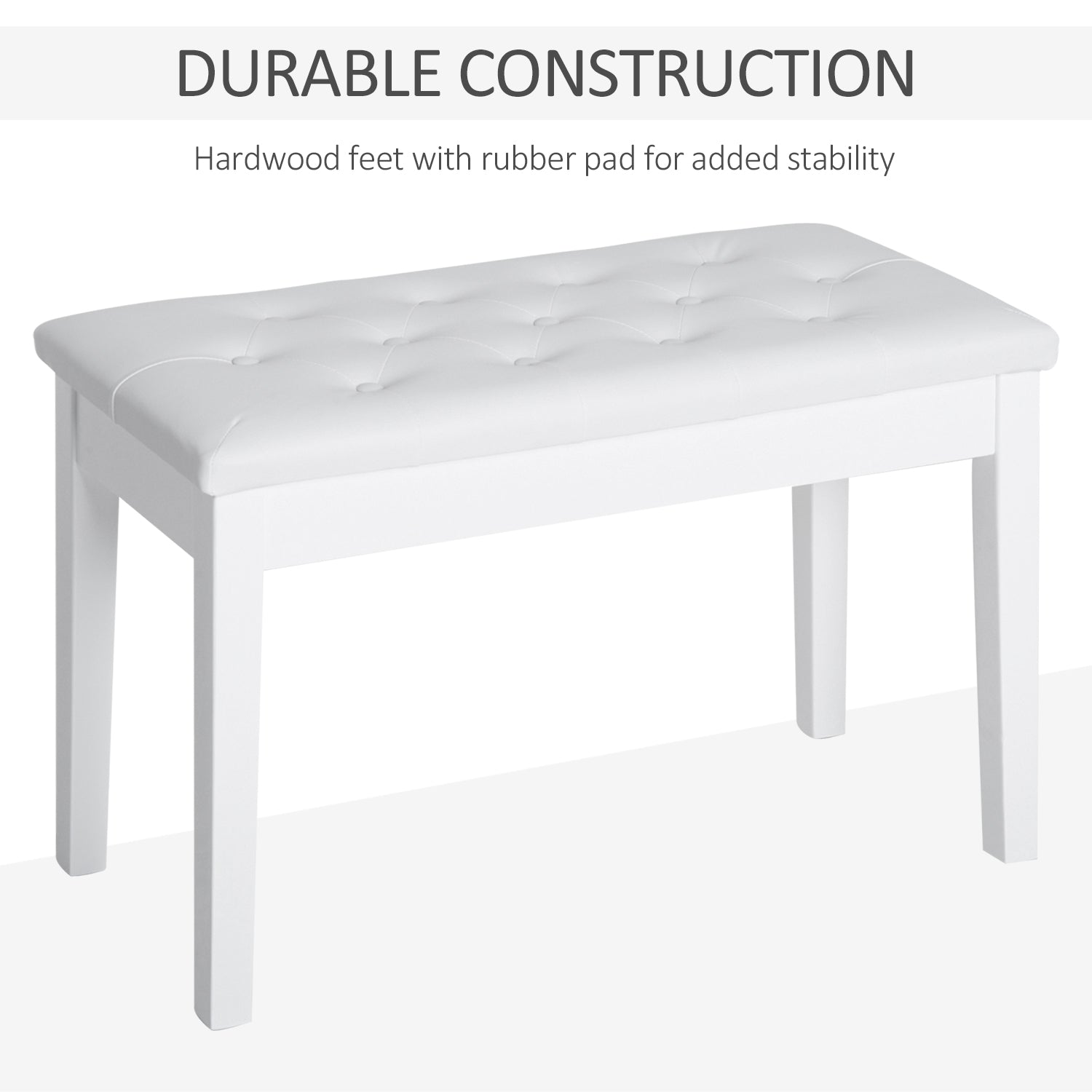 HOMCOM PU Leather Upholstered Piano Stool Makeup Stool Bench Dressing Table Seat with Storage 76x36x50cm, White - North Peak Garden Furniture