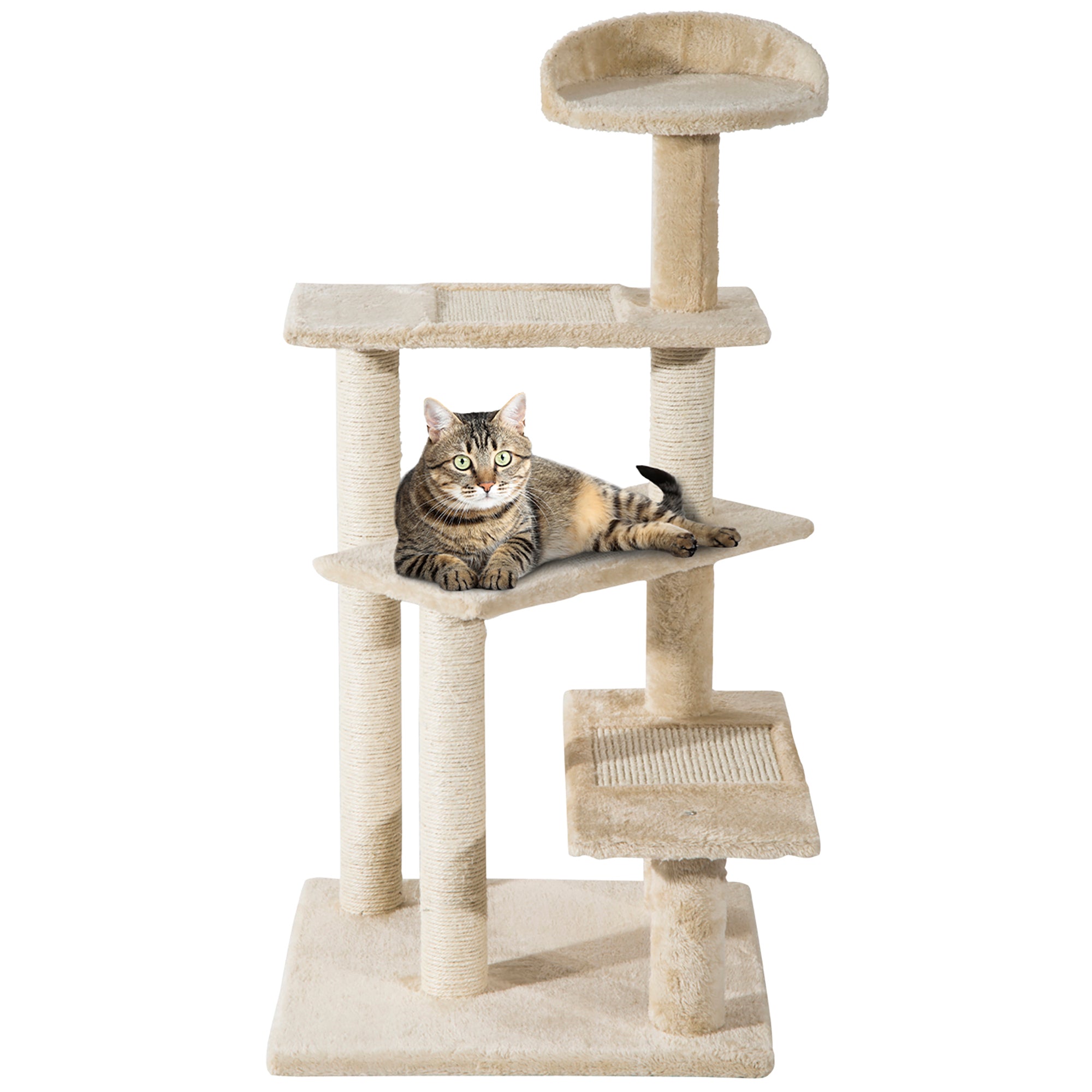 PawHut 100 cm Cat Tree for Indoor Cats Kitten Scratch Scratching Post Climbing Tower Activity Centre Beige - North Peak Garden Furniture