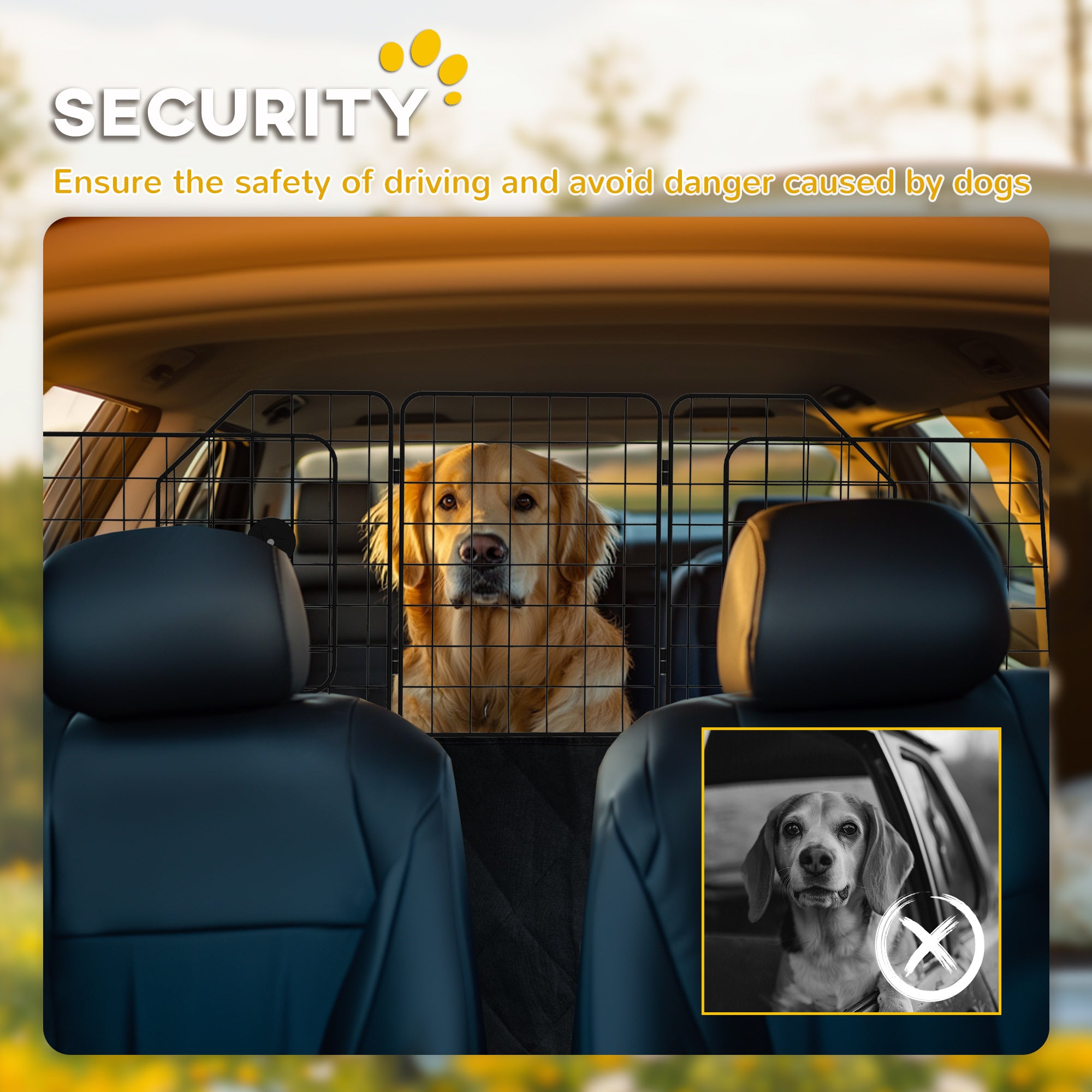 PawHut Dog Guard for Cars, Vans, Vehicles, with 93-150cm Adjustable Width - North Peak Garden Furniture