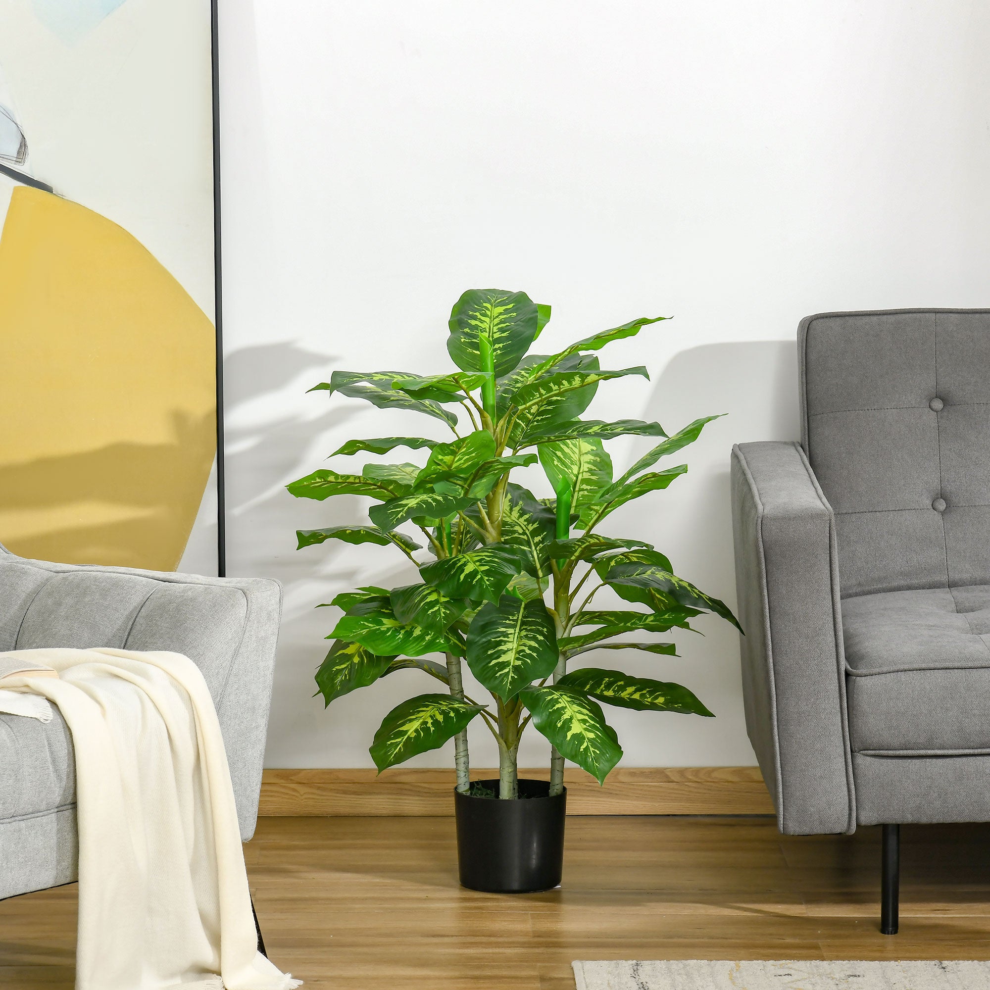 HOMCOM Artificial Evergreen Tree Fake Decorative Plant in Nursery Pot for Indoor Outdoor Décor, 95cm - North Peak Garden Furniture