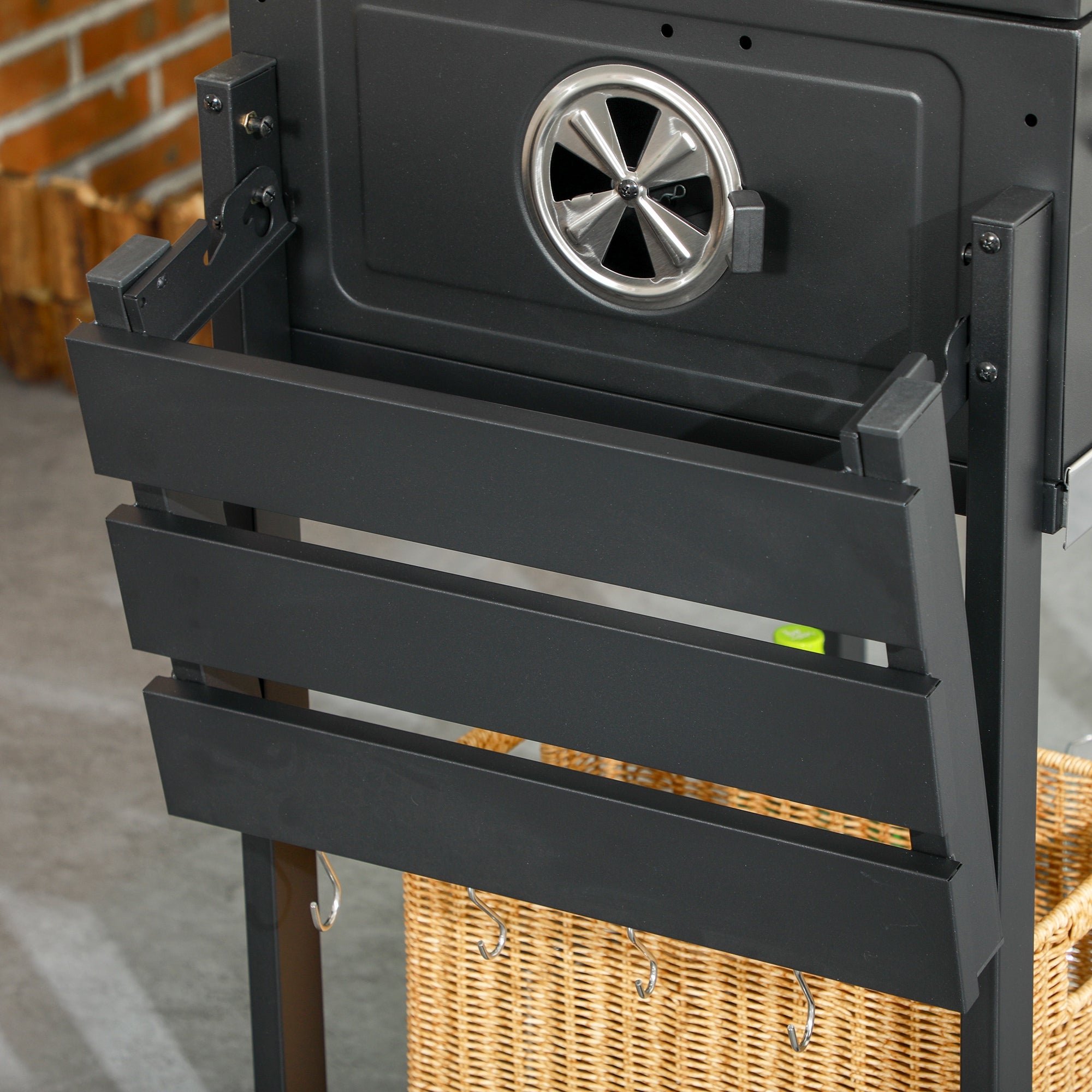 Outsunny Adjustable Charcoal Pan BBQ, with Thermometer and Warming Rack - North Peak Garden Furniture