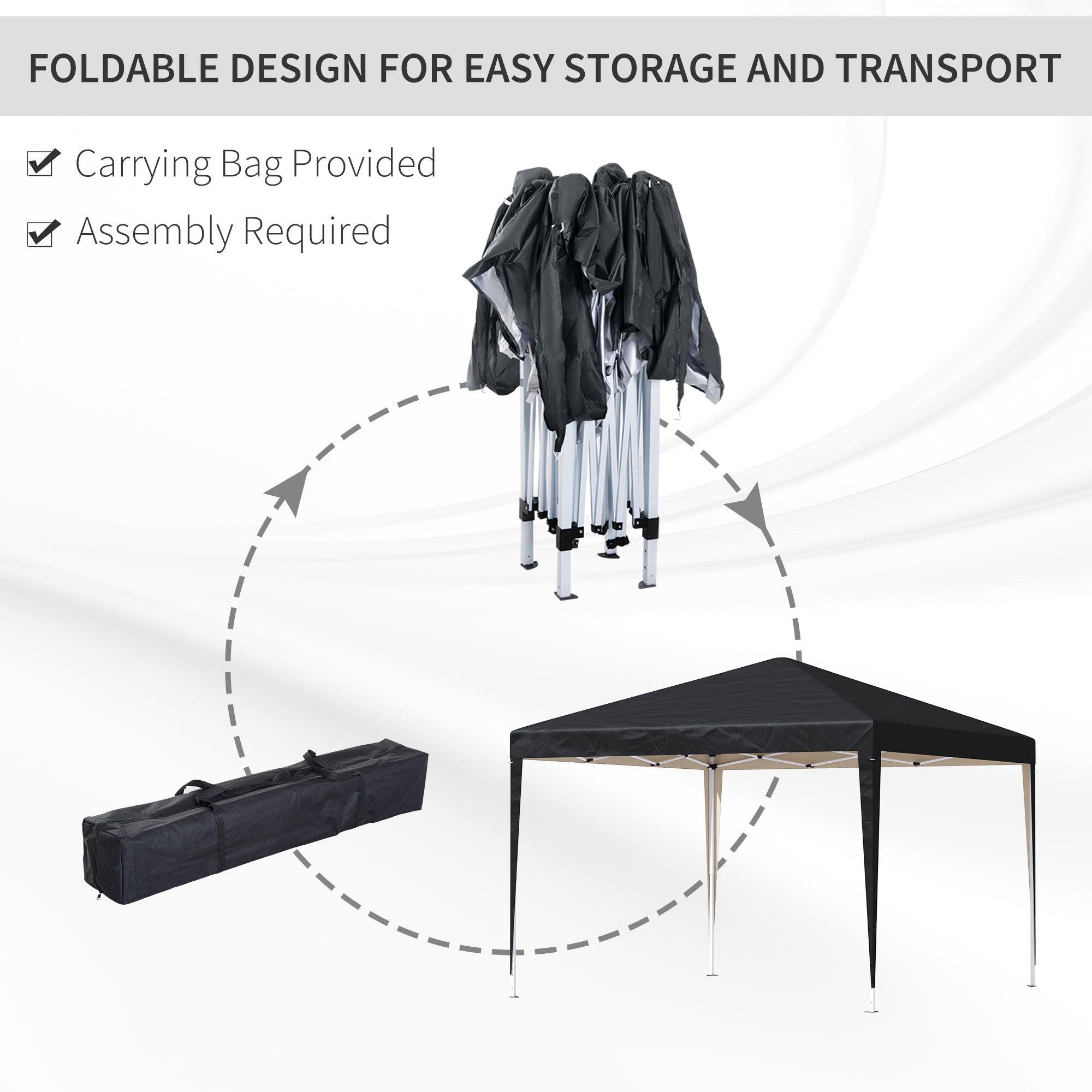 Outsunny 3 x 3M Garden Pop Up Gazebo Height Adjustable Marquee Party Tent Wedding Canopy with Carrying Bag, Black - North Peak Garden Furniture