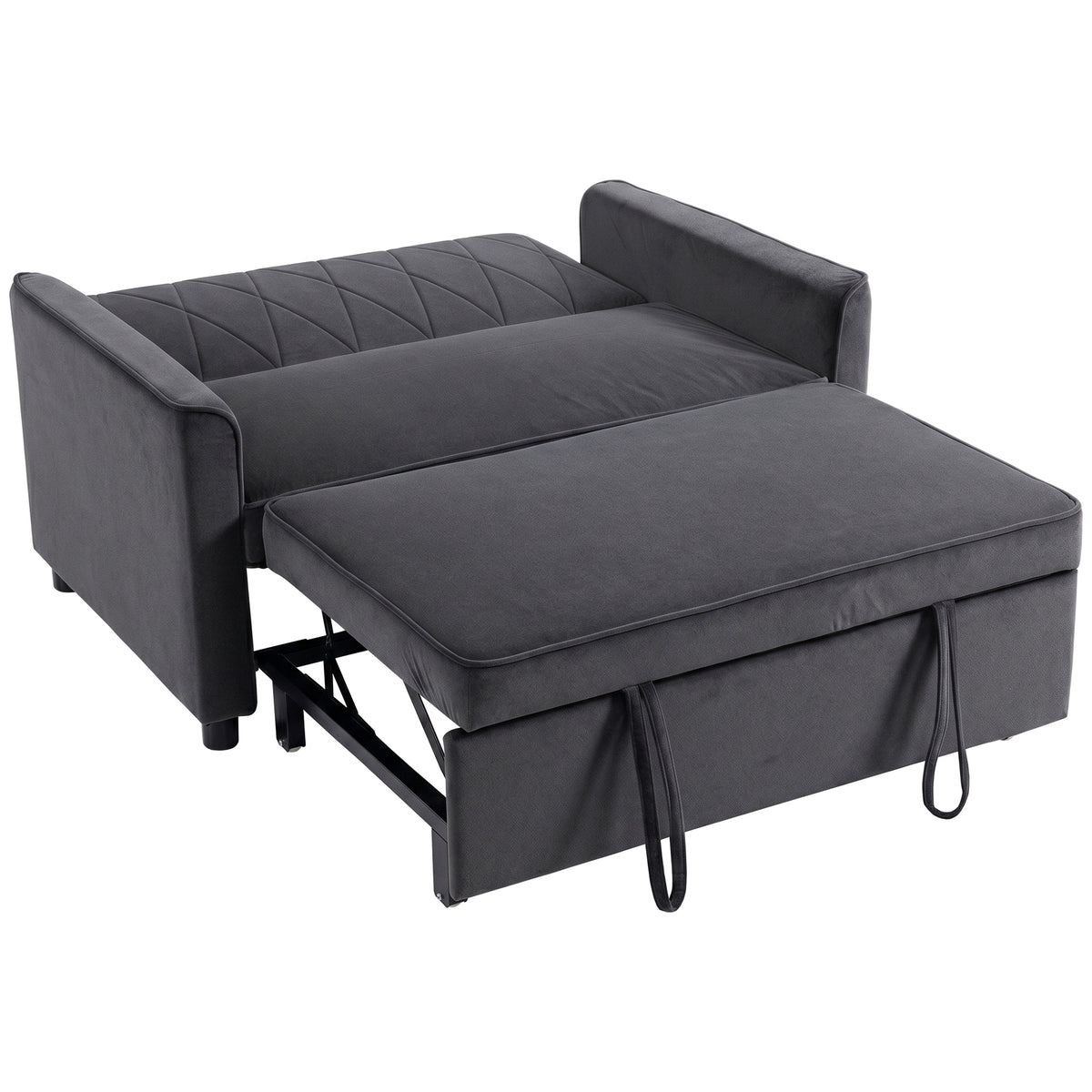 HOMCOM 2 Seater Sofa Bed, 3-in-1 Convertible Pull Out Sleeper Sofa with Click-Clack Adjustable Backrest, Dark Grey