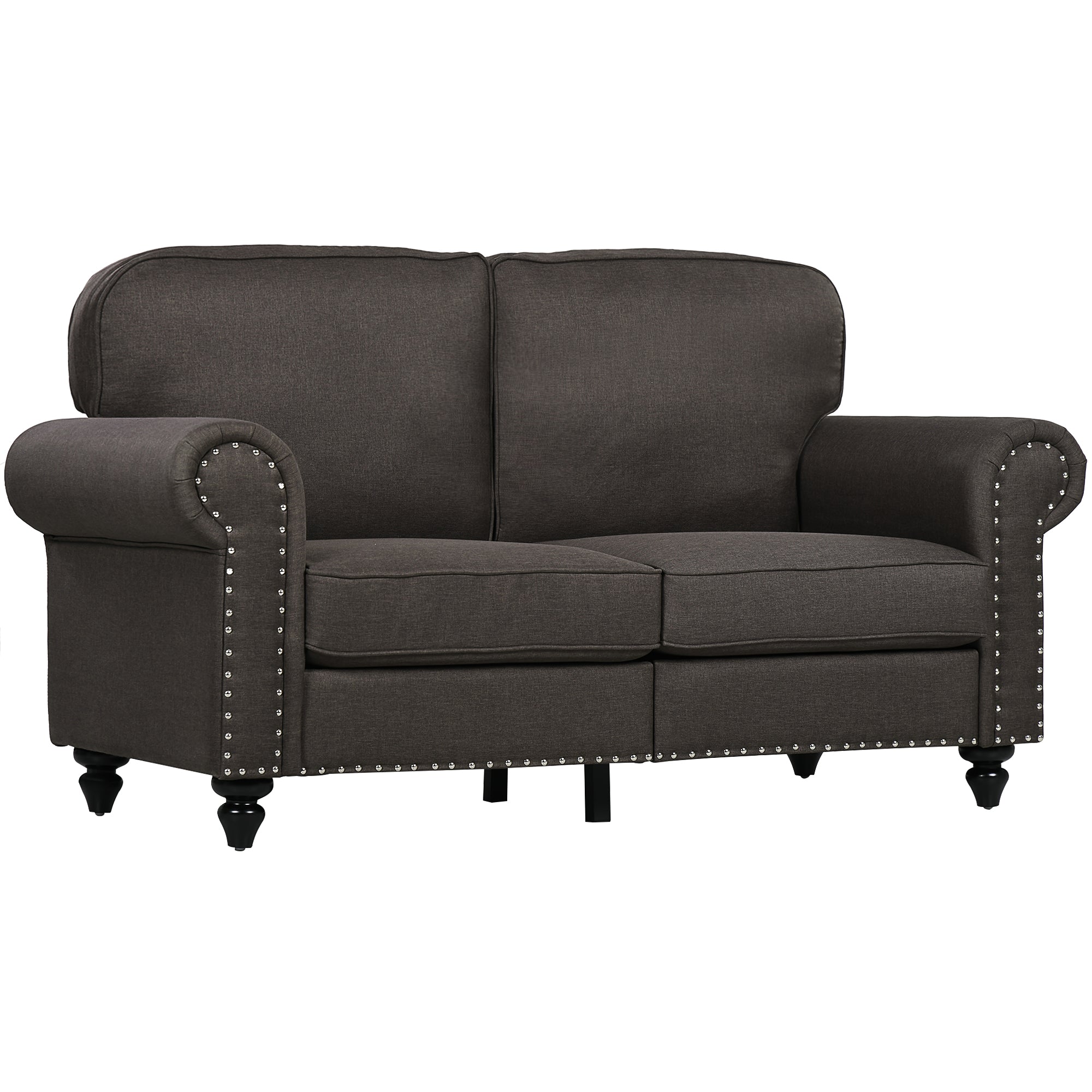 HOMCOM Two-Seater Mid-Century Sofa, with Pocket Springs - Dark Brown - North Peak Garden Furniture