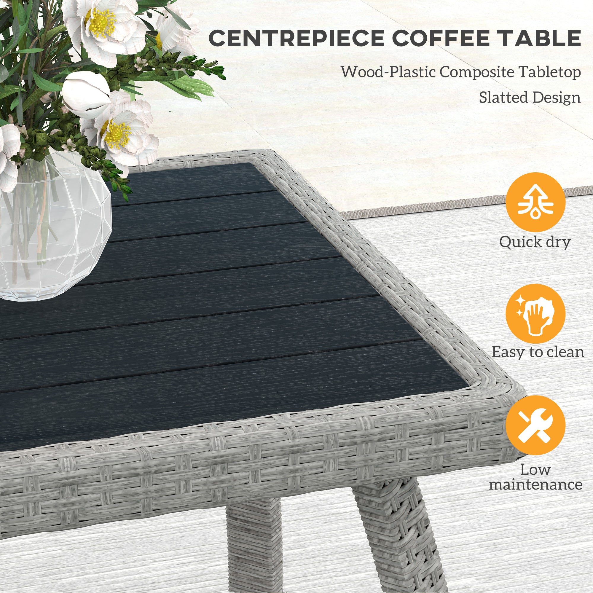 Outsunny Four-Piece Rattan Cut-Out Sofa Set - Grey - North Peak Garden Furniture