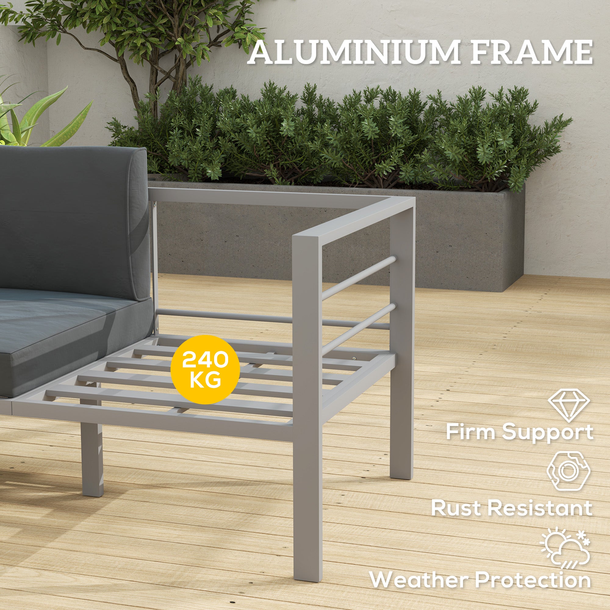 Outsunny Two-Seater Aluminium Garden Sofa - Grey - North Peak Garden Furniture
