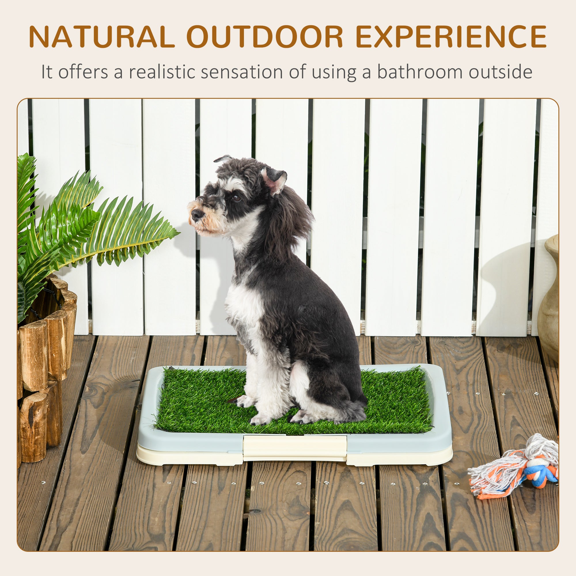 PawHut Puppy Training Pad, Indoor Portable Puppy Pad, with Artificial Grass, Grid, Panel, Tray, 46.5 x 34cm - North Peak Garden Furniture