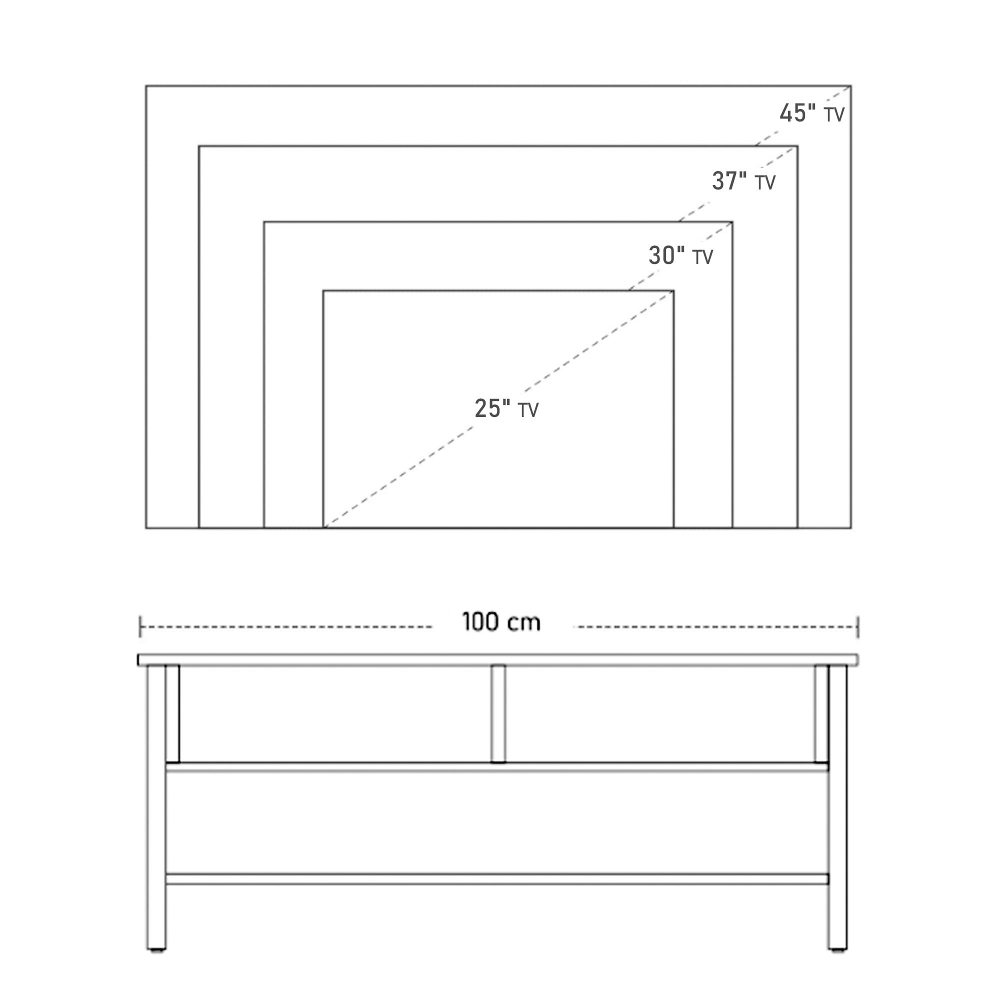 HOMCOM TV Stand Cabinet, Industrial TV Unit for TVs up to 45", 100cm TV Cabinet with 2 Open Compartments and Mesh Bottom Shelf for Living Room, Rustic Brown