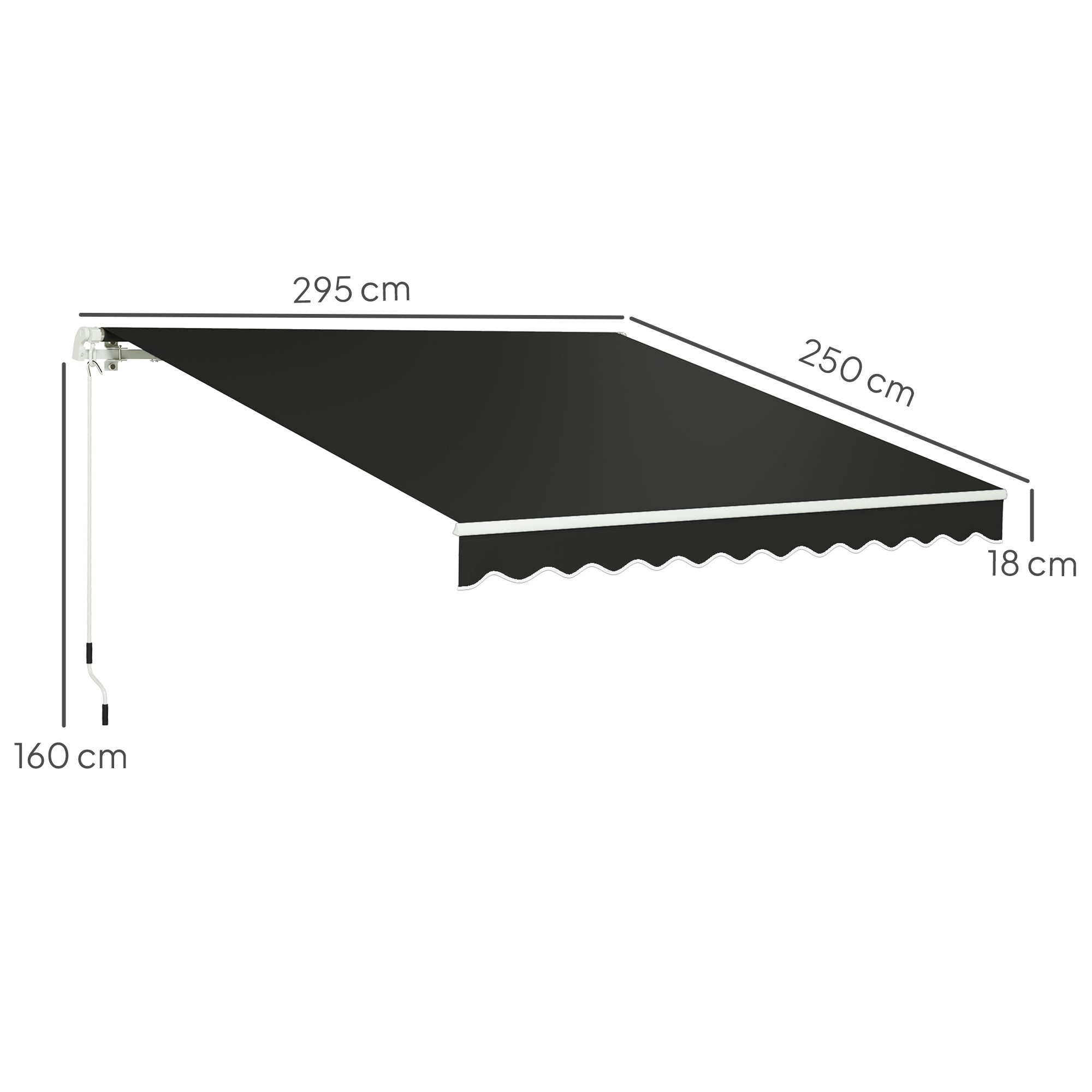 Outsunny 3 x 2.5m Garden Patio Manual Awning, Retractable Canopy Sun Shade Shelter with Fittings and Crank Handle, Black - North Peak Garden Furniture