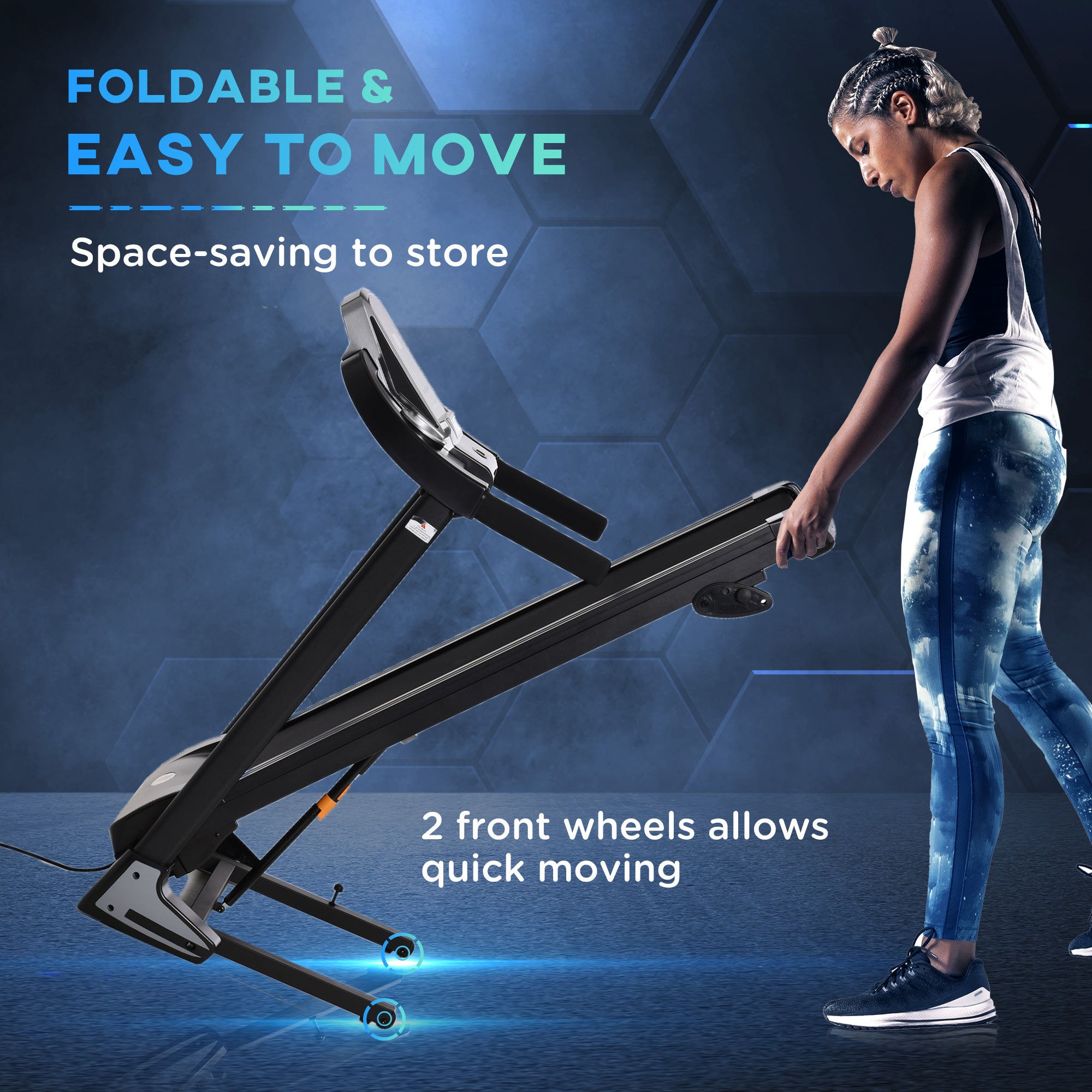 HOMCOM Folding Treadmill, 2.0HP Incline Treadmill Running Machine, 12.8 km/h, with LED Display, Manual Incline, 12 Preset Programs, Drink & Phone Holder for Home Gym Fitness - North Peak Garden Furniture
