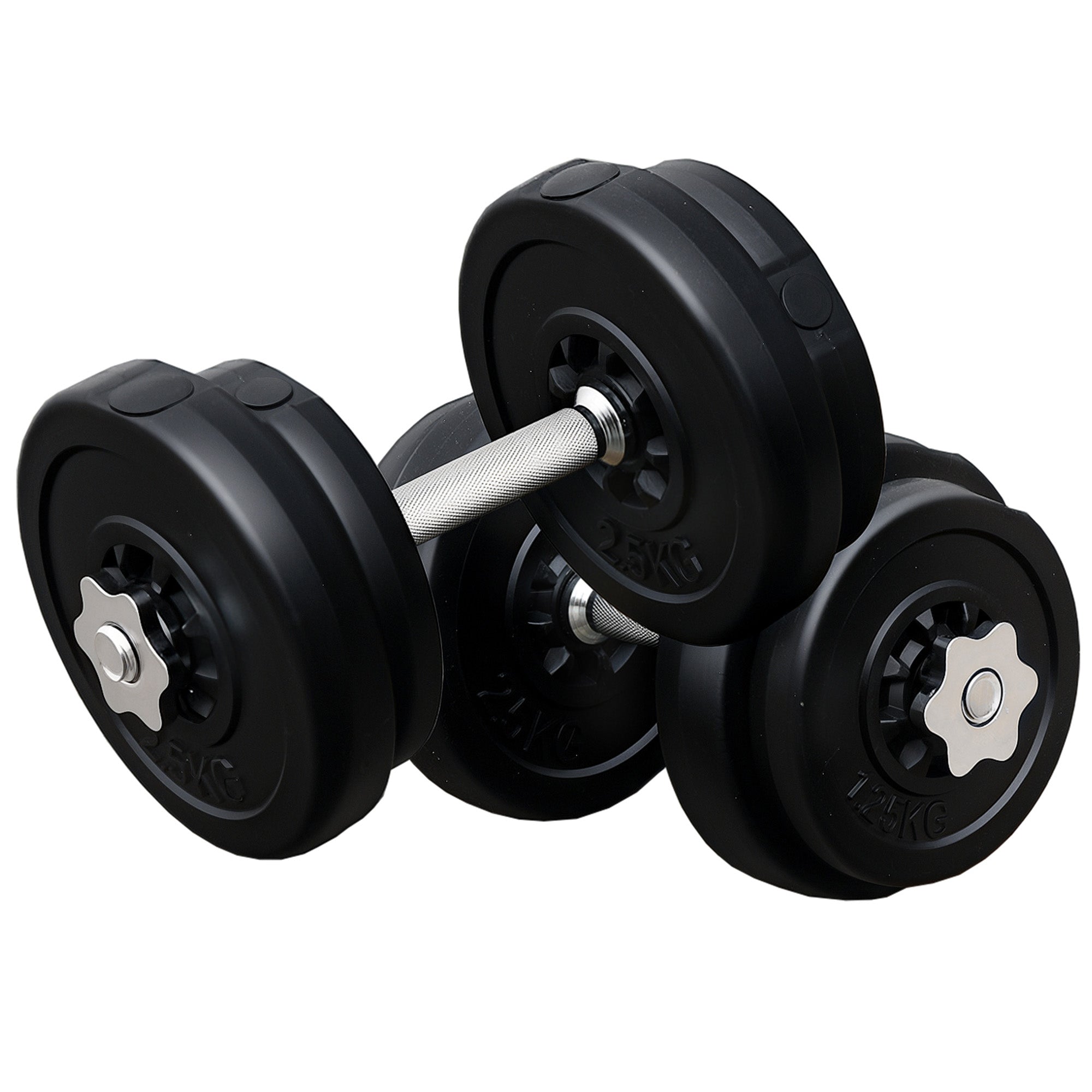 HOMCOM Dumbbell and Barbell Set with 65kg Adjustable Barbell Weights Set, for Home Gym - Black