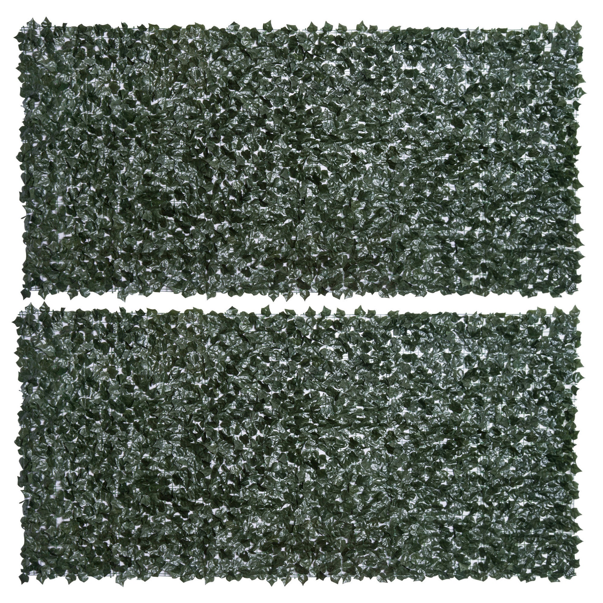 Outsunny Set of Two Artificial Leaf Hedge Screen Privacy Fence Panel for Garden Outdoor Indoor Decor, Dark Green, 3 x 1.5 m - North Peak Garden Furniture