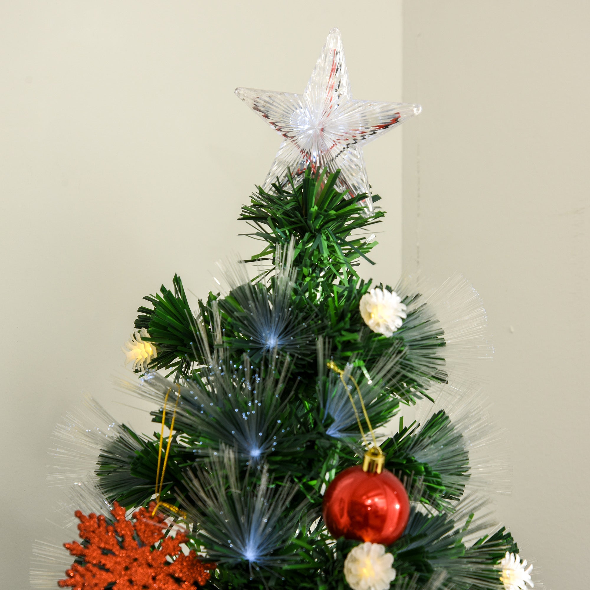 HOMCOM 6ft White Light Artificial Christmas Tree w/ 230 LEDs Star Topper Tri-Base Full Bodied Seasonal Decoration Pre-Lit Home - North Peak Garden Furniture