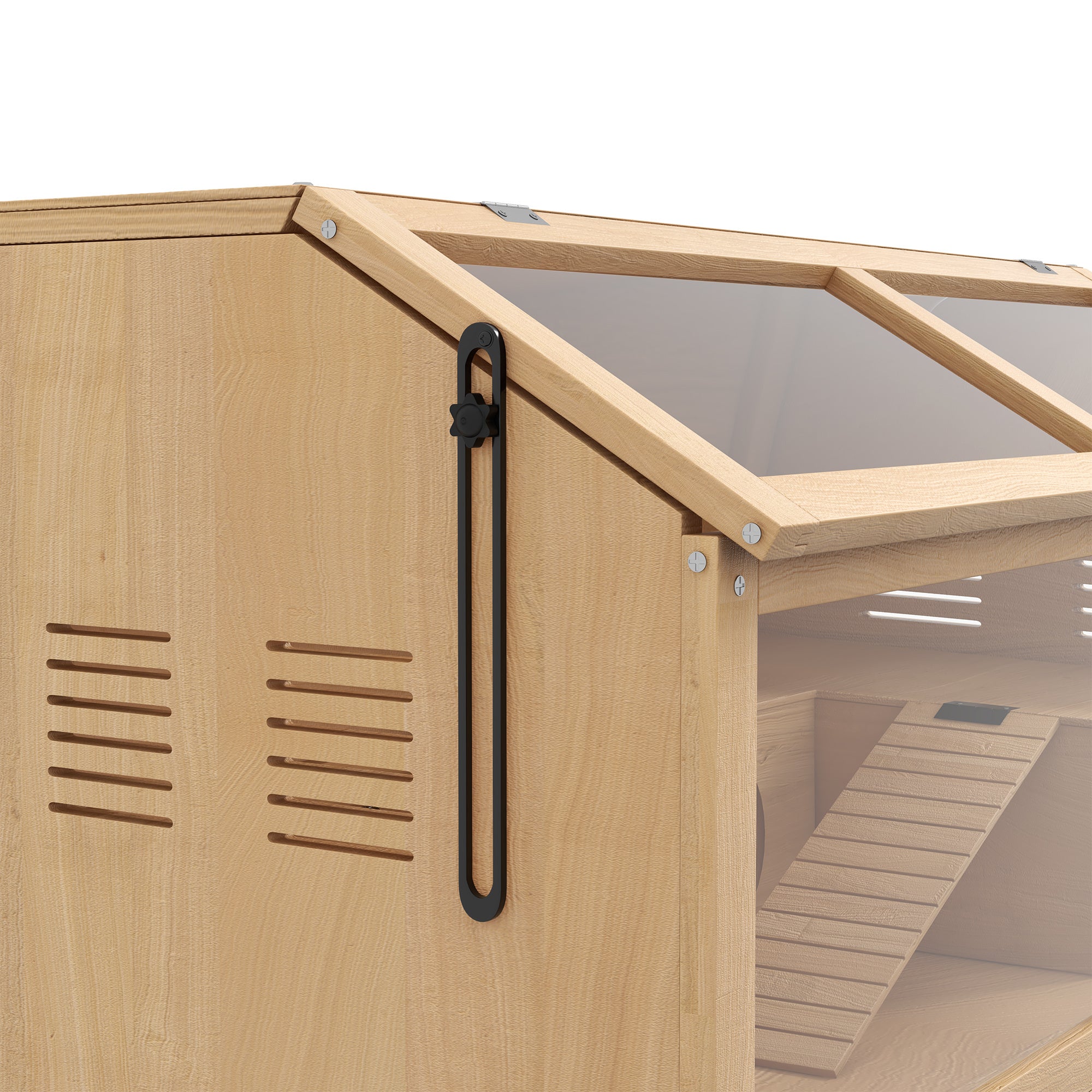 PawHut Hamster Cage, Wooden Small Animal Cage for Gerbils, Mice w/ Suspension Bridge, Openable Top, Hut, 85 x 45 x 44cm Nature - North Peak Garden Furniture