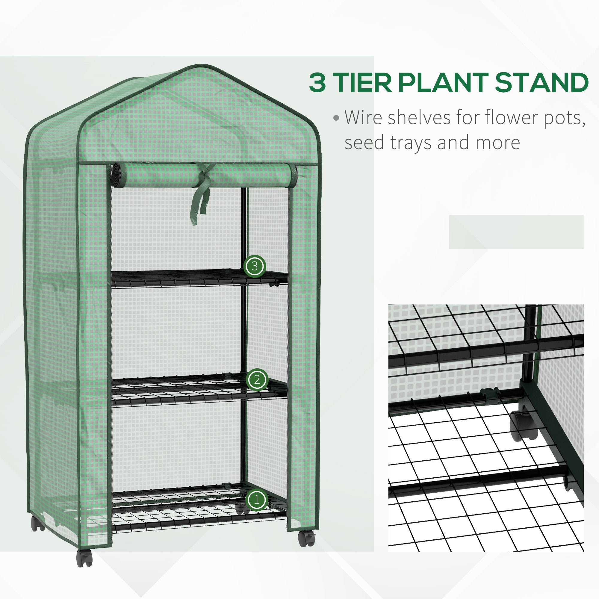 Outsunny Three-Tier Mini Greenhouse - Green