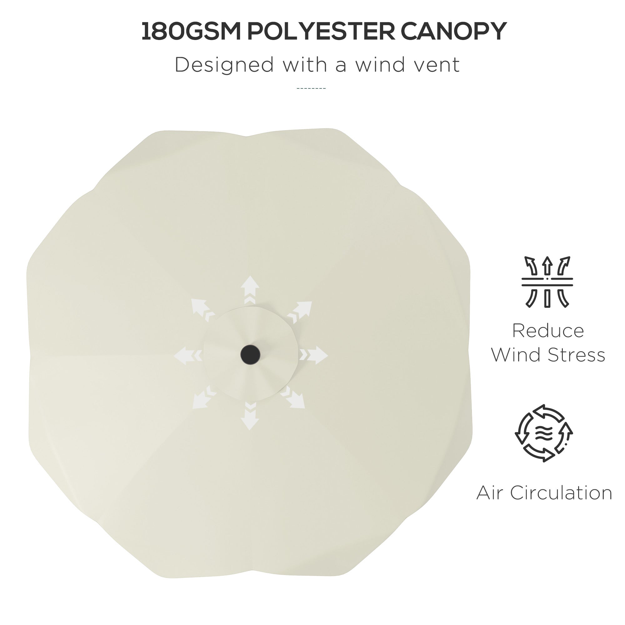 Outsunny Solar Patio Umbrella with LED and Tilt, Outdoor Market Table Umbrella Parasol with Crank, 3 x 3 (m), Cream White - North Peak Garden Furniture