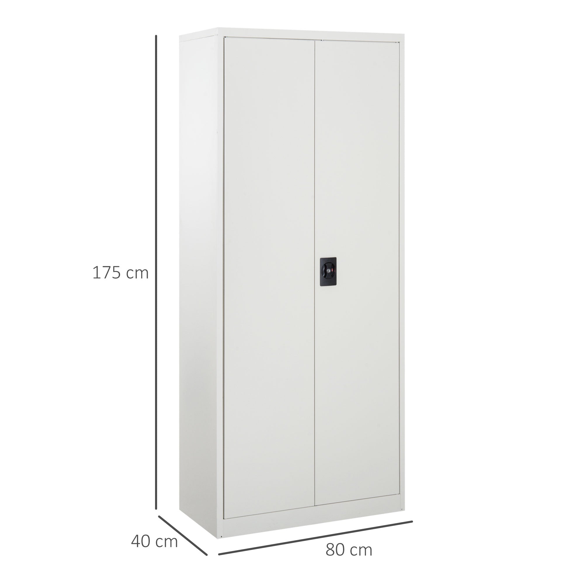 Vinsetto Cool Rolled Steel Tall Office Lockable Filing Cabinet 2 Doors 4 Internal Adjustable Shelves Bookcase Cabinet Storage Unit 80 L x 40 W x 184 cm - North Peak Garden Furniture