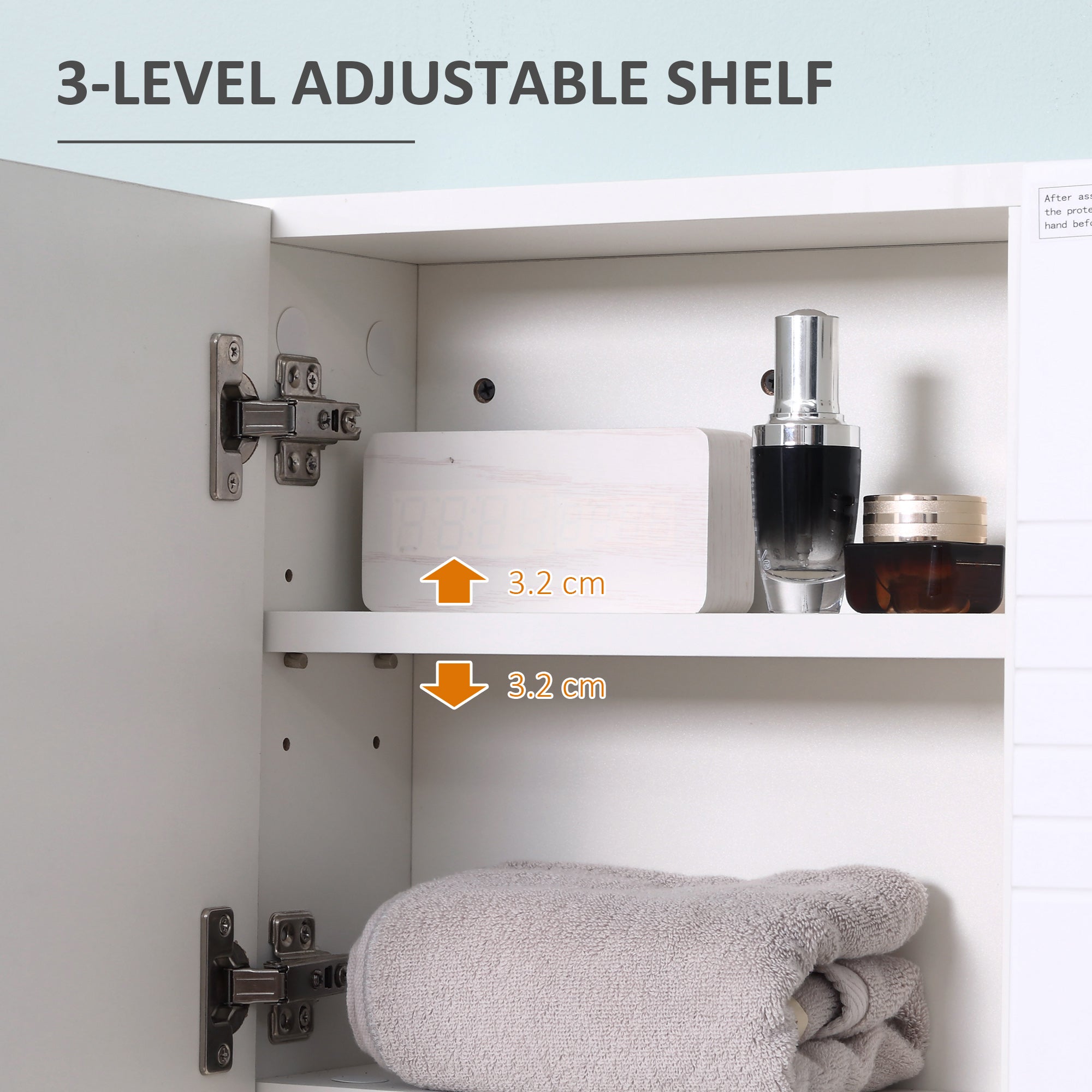 kleankin Bathroom Mirror Cabinet Wall-Mounted Storage w/ Double Door Adjustable Shelf - White - North Peak Garden Furniture