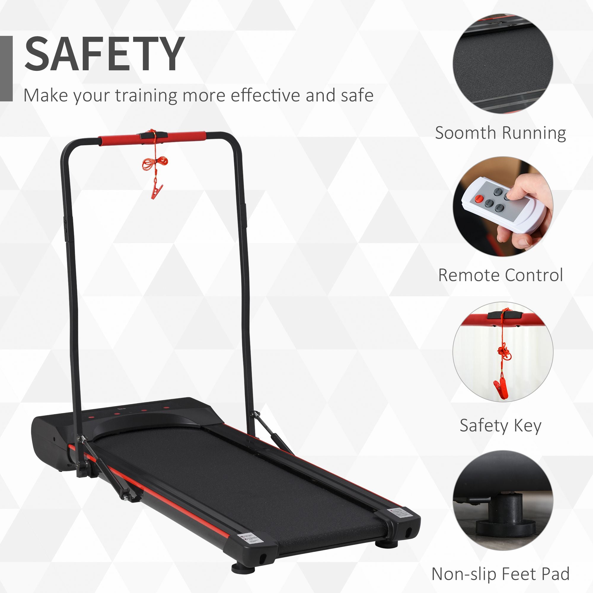HOMCOM Foldable Walking Machine Treadmill 1-6km/h with LED Display & Remote Control Exercise Fitness for Home Office - North Peak Garden Furniture