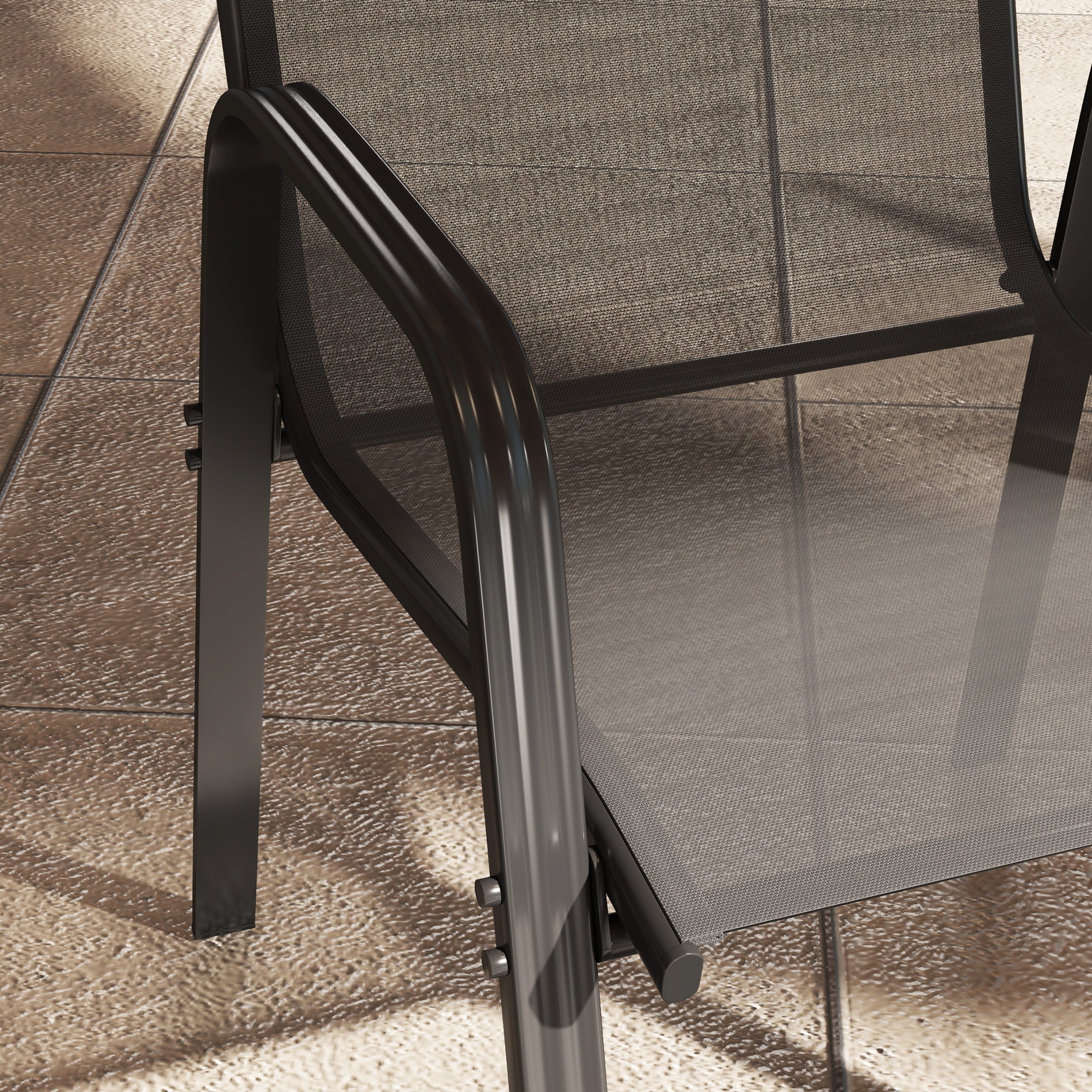 Outsunny Set of Four Stackable Mesh Seat Chairs - Black - North Peak Garden Furniture