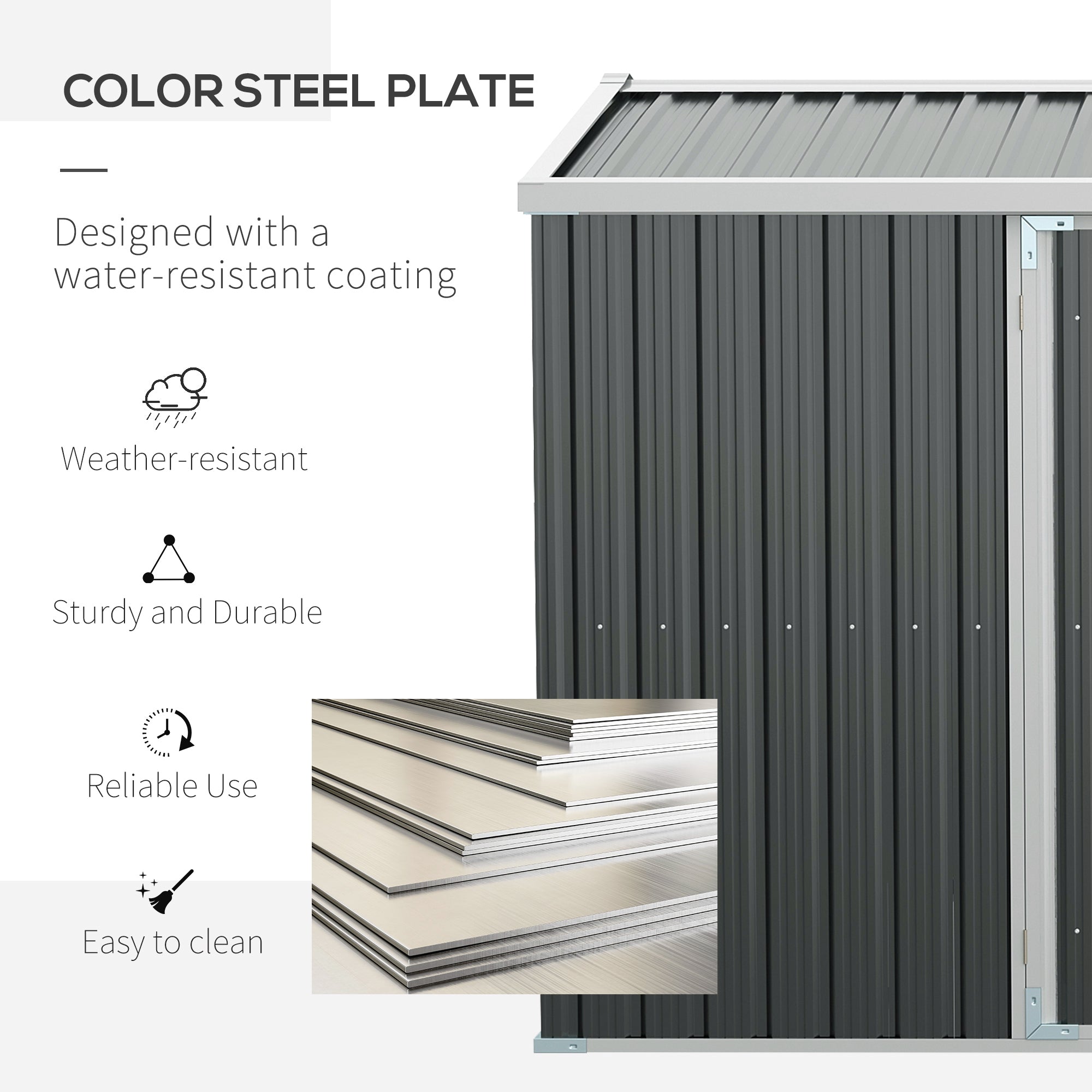 Outsunny 14 x 8ft Outdoor Garden Metal Storage Shed with Lockable Door, Tool Storage Box for Garden, Patio and Lawn, Grey - North Peak Garden Furniture