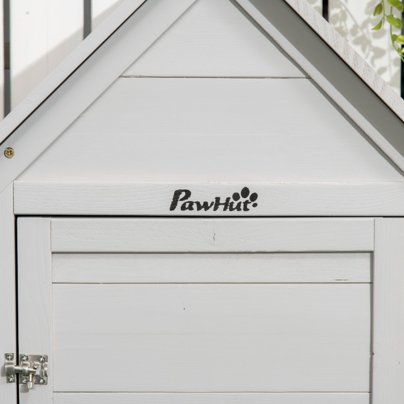 PawHut Indoor Rabbit Hutch, Guinea Pig Cage, with Slide-Out Tray, Large Fenced Area - Light Grey