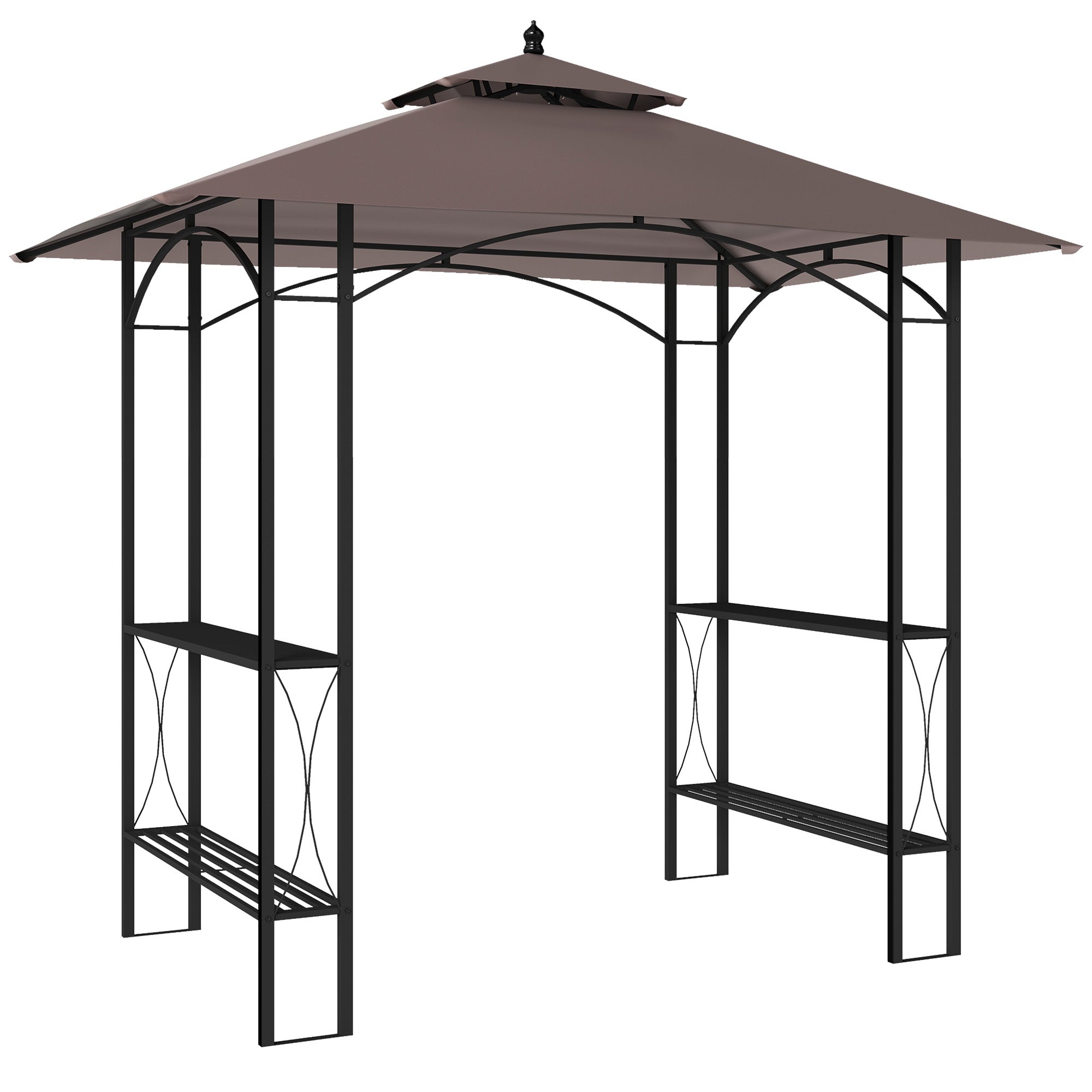 Outsunny 2.5 x 1.5m BBQ Tent Canopy Patio Outdoor Awning Gazebo Party Sun Shelter - Coffee