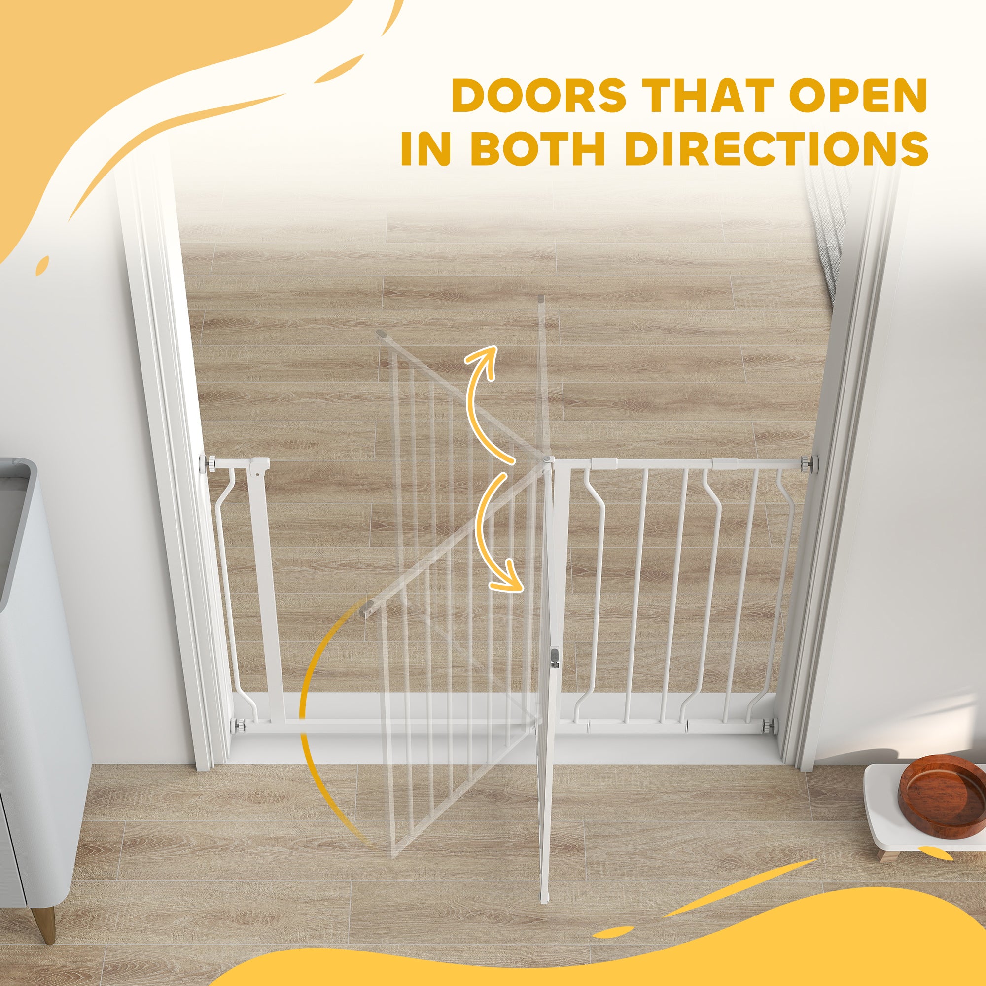 PawHut Wide Dog Safety Gate, with Door Pressure, for Doorways, Hallways, Staircases - White - North Peak Garden Furniture